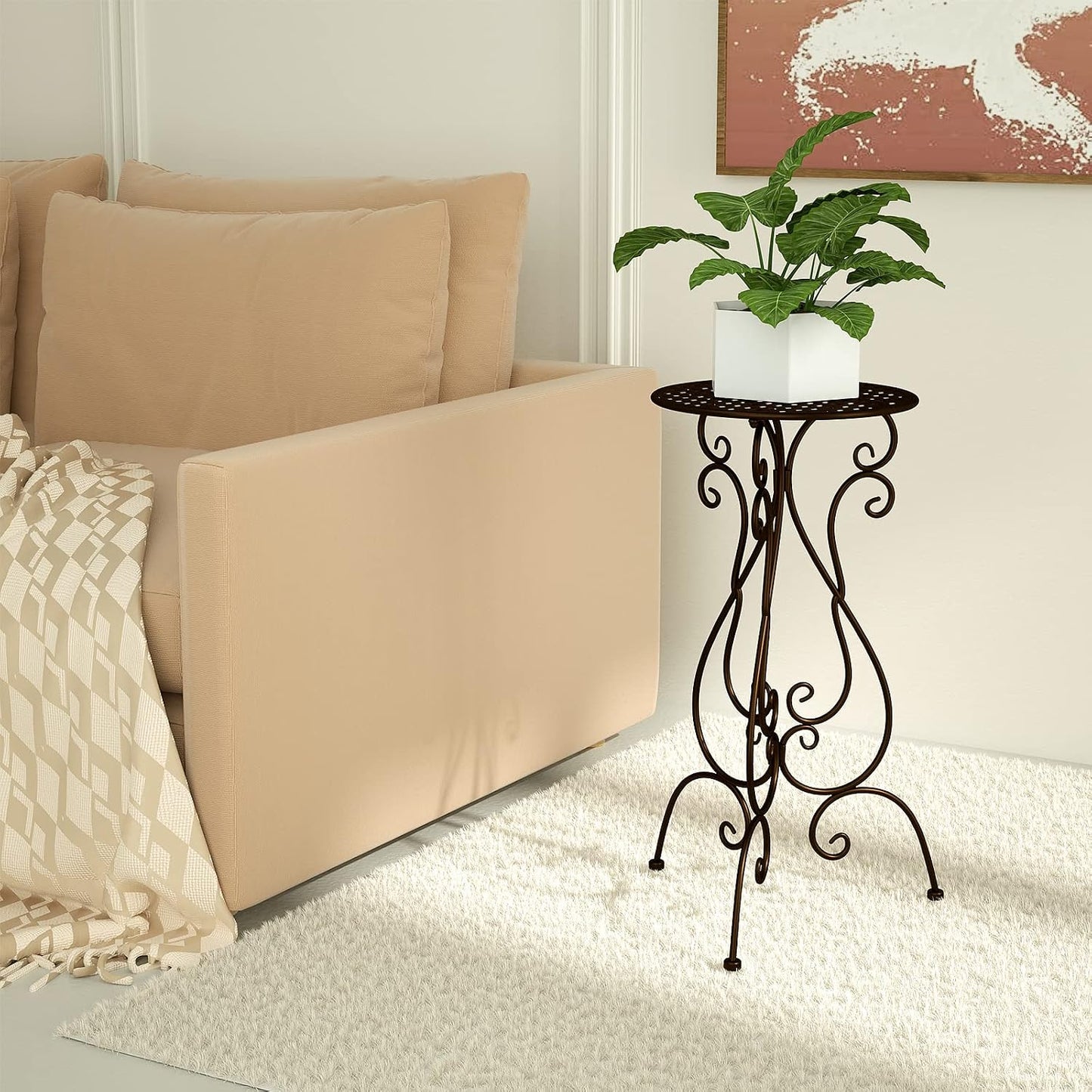 NAKUPE 2 Pack Plant Stands Indoor Outdoor, Metal Flower Pot Holder 22.5 inch Tall, Heavy Duty Pedestal Plants Stand for