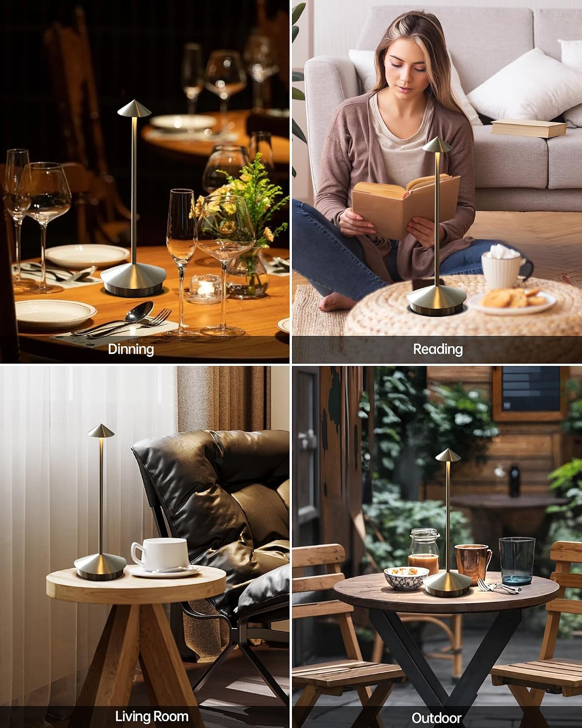 Portable Led Cordless Lamp Table Light 2 Pack, Rechargeable 6000mAh Battery Outdoor Table Lamp for Dinning Restaurant