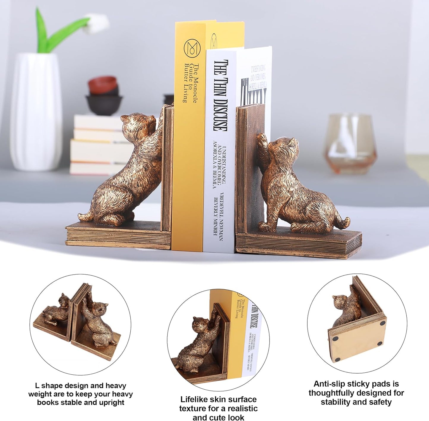 Book Ends / Decorative Bookend / Cat