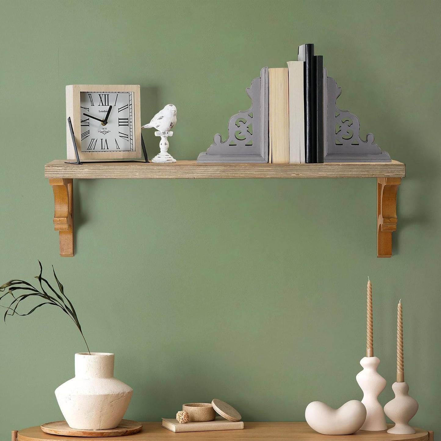 Decorative Heavy Duty Wood Bookends for Books/CDs/Vinyls/Magazines / Dark Grey