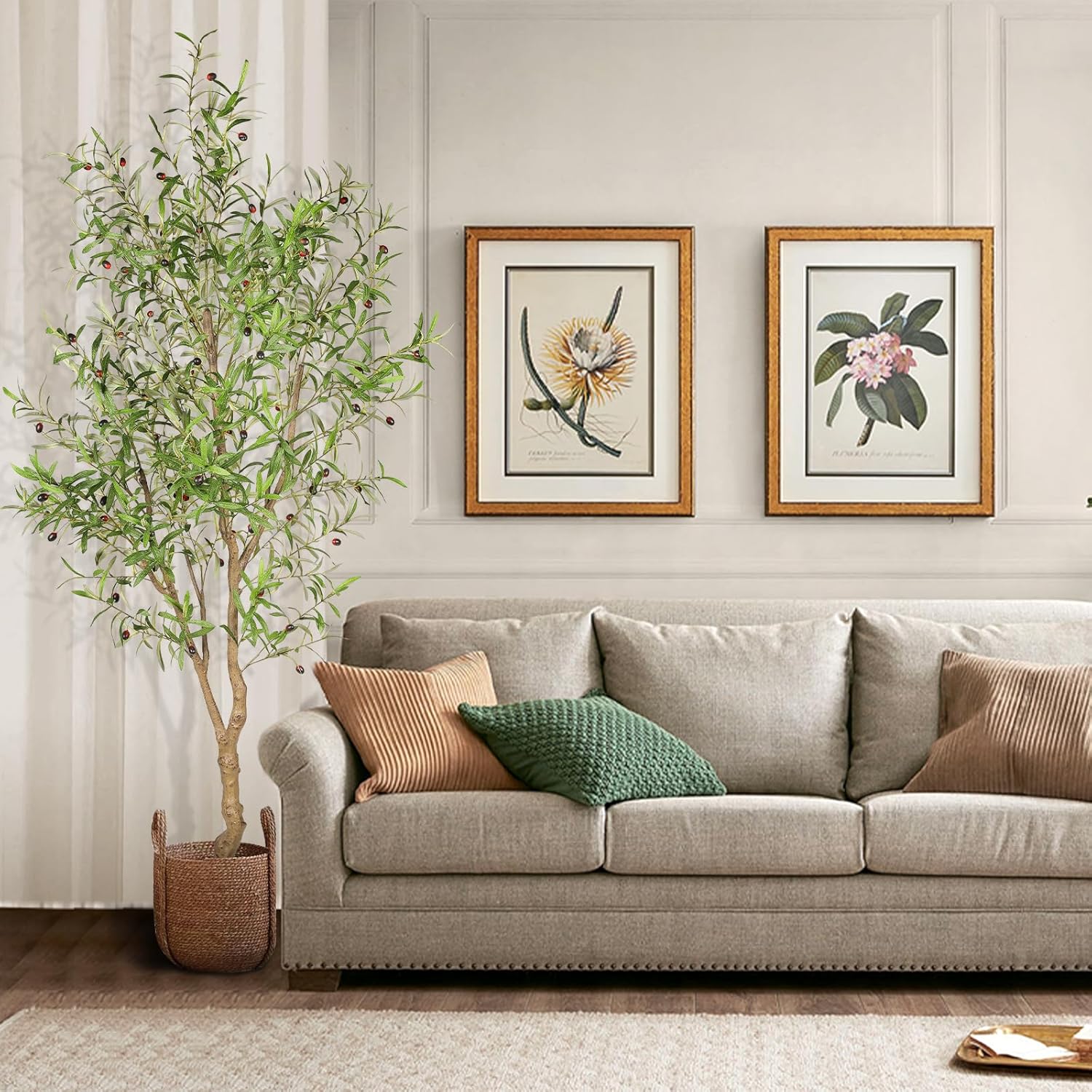 Planter Olive Branches and Realistic Leaves / 7ft / Natural / 7 Inch