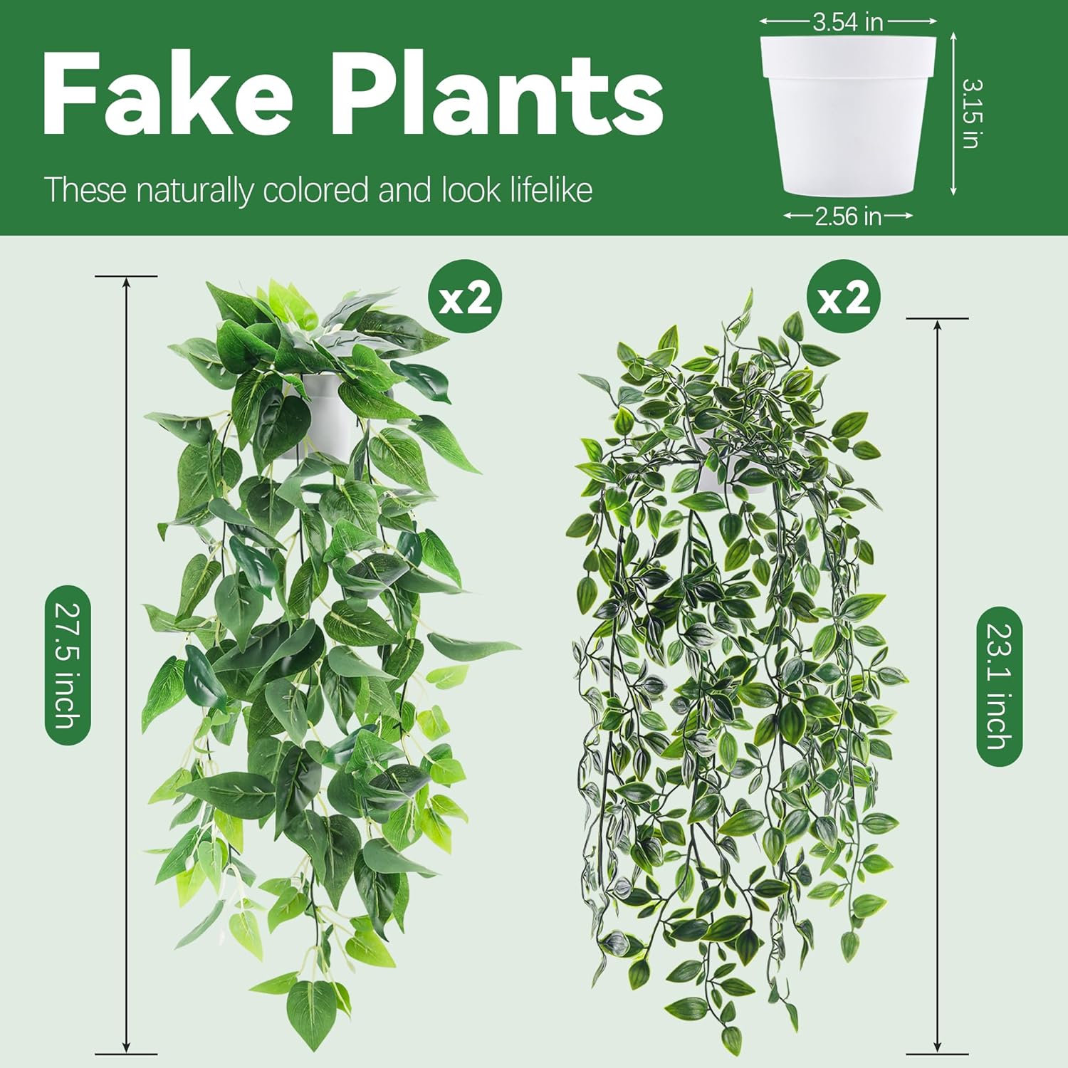 Fake Plants Hanging Faux Potted Ivy Vine Artificial Mandala Plants / Set of 4