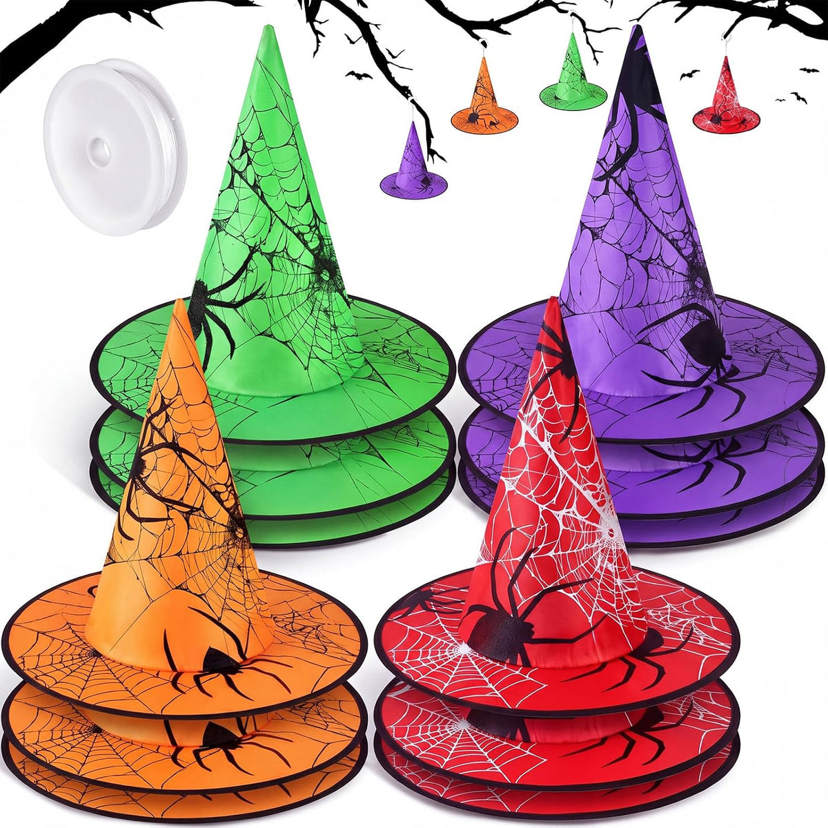 Suhine 12 Pcs Halloween Witch Hat Decor