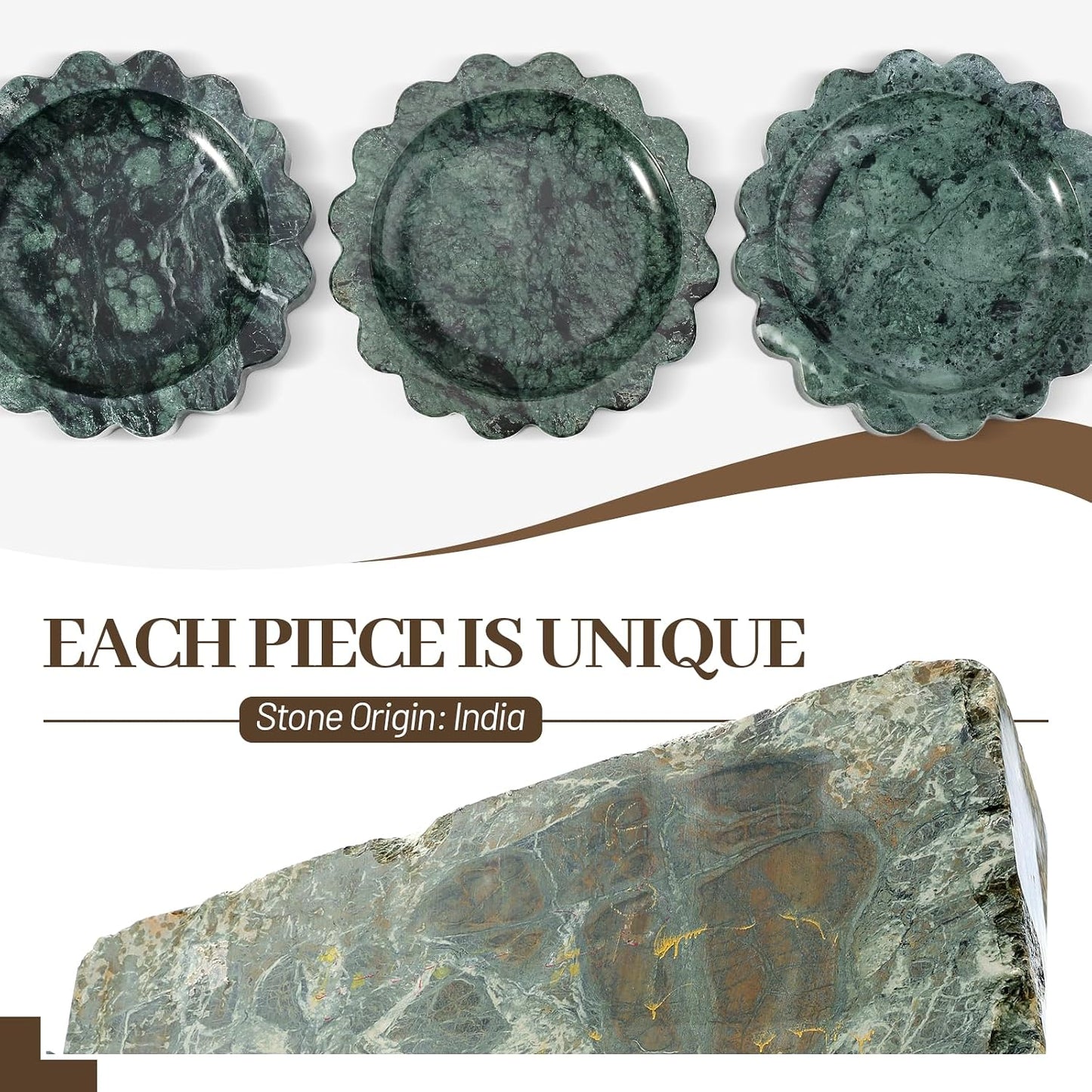 5.51" Scalloped Marble Tray / Sage Green / D=5.51