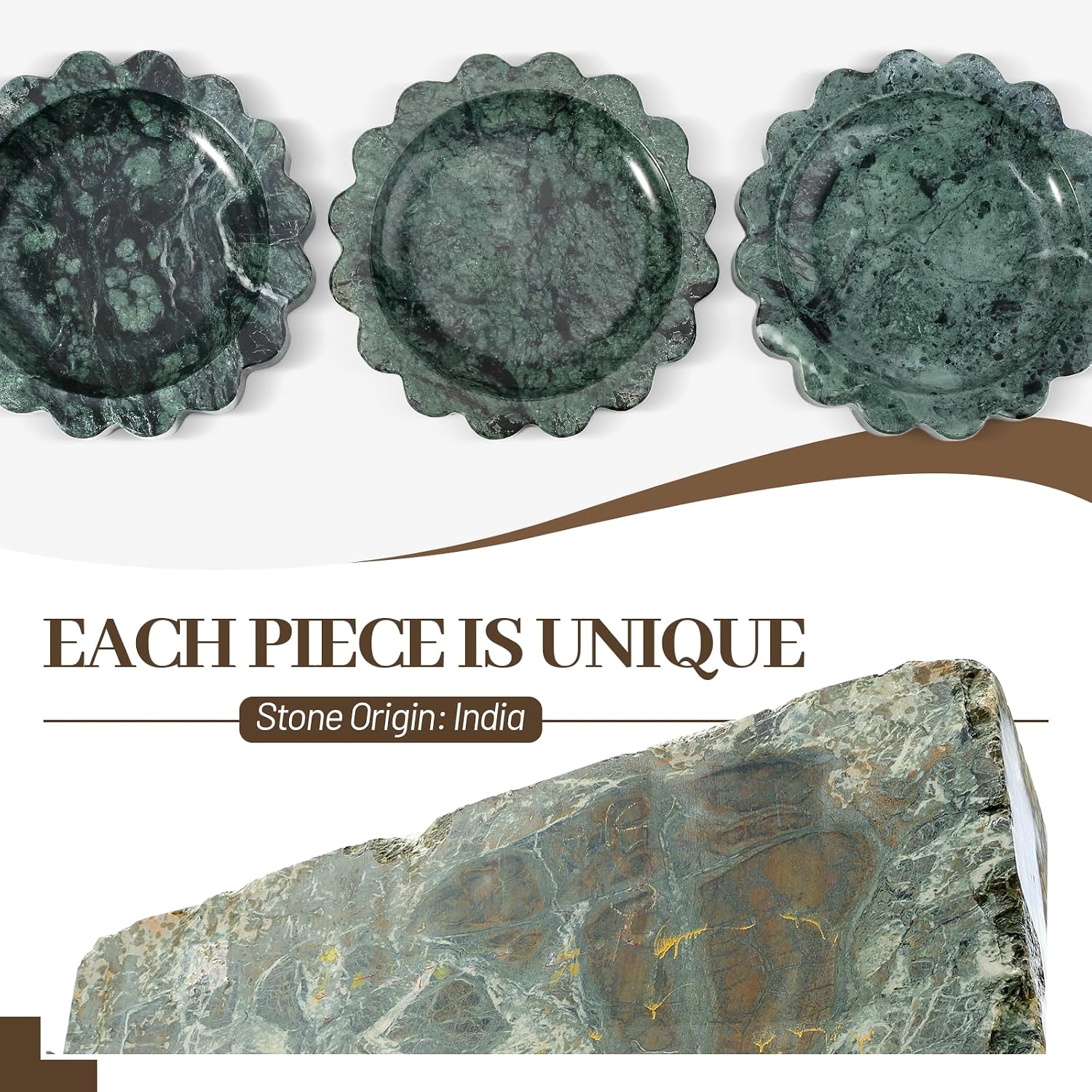 5.51" Scalloped Marble Tray / Sage Green / D=5.51