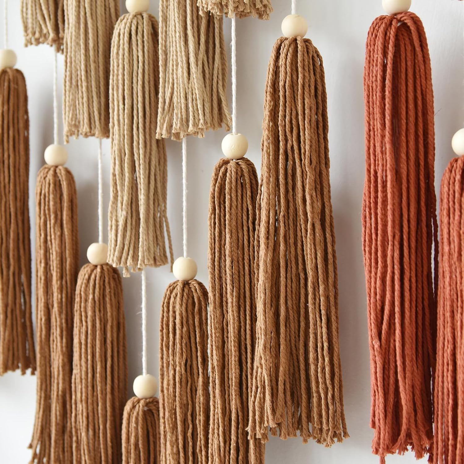 Macrame Wall Hanging Yarn Boho Wall Decor Wave Tassel Home Wall Aesthetic Living Rooms / Multi