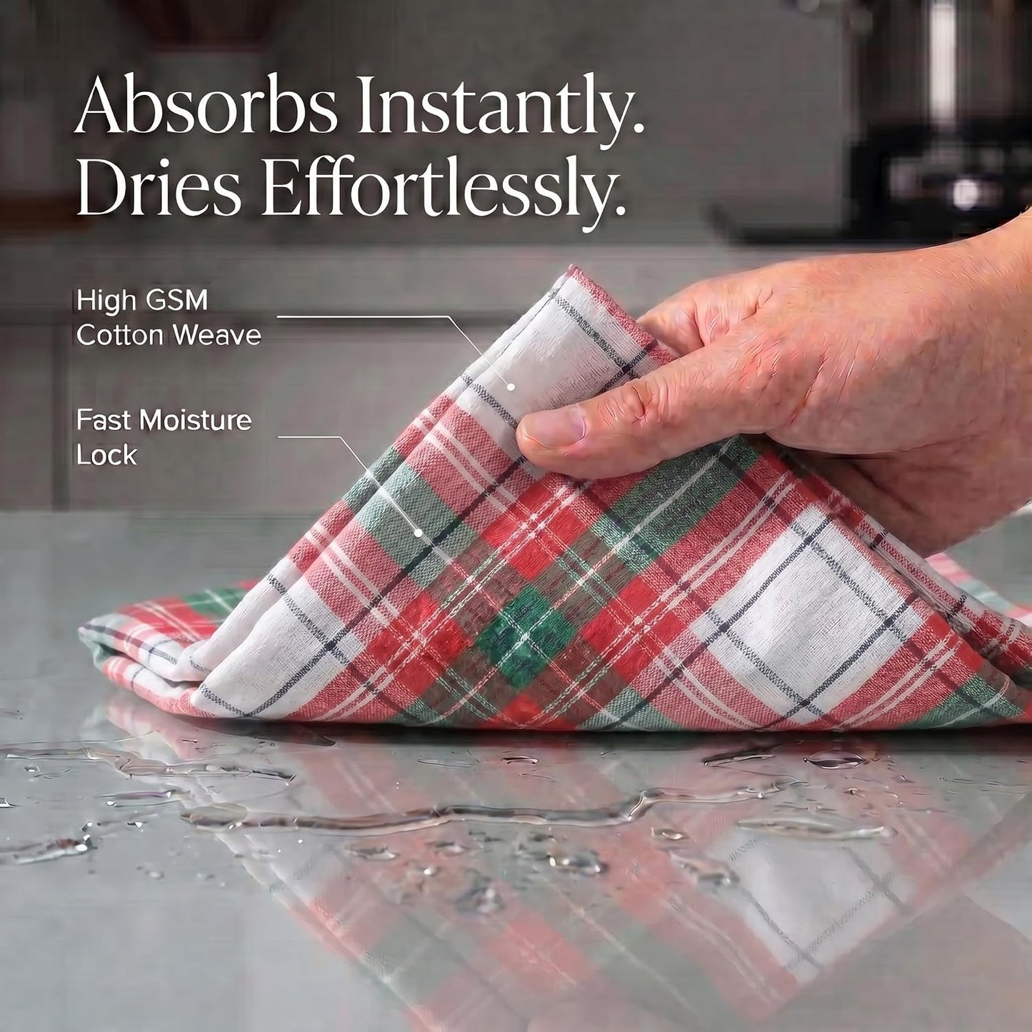 Urban Villa KitchenTowels Cotton DishTowels 20”x30”(Set of 6) Christ Check