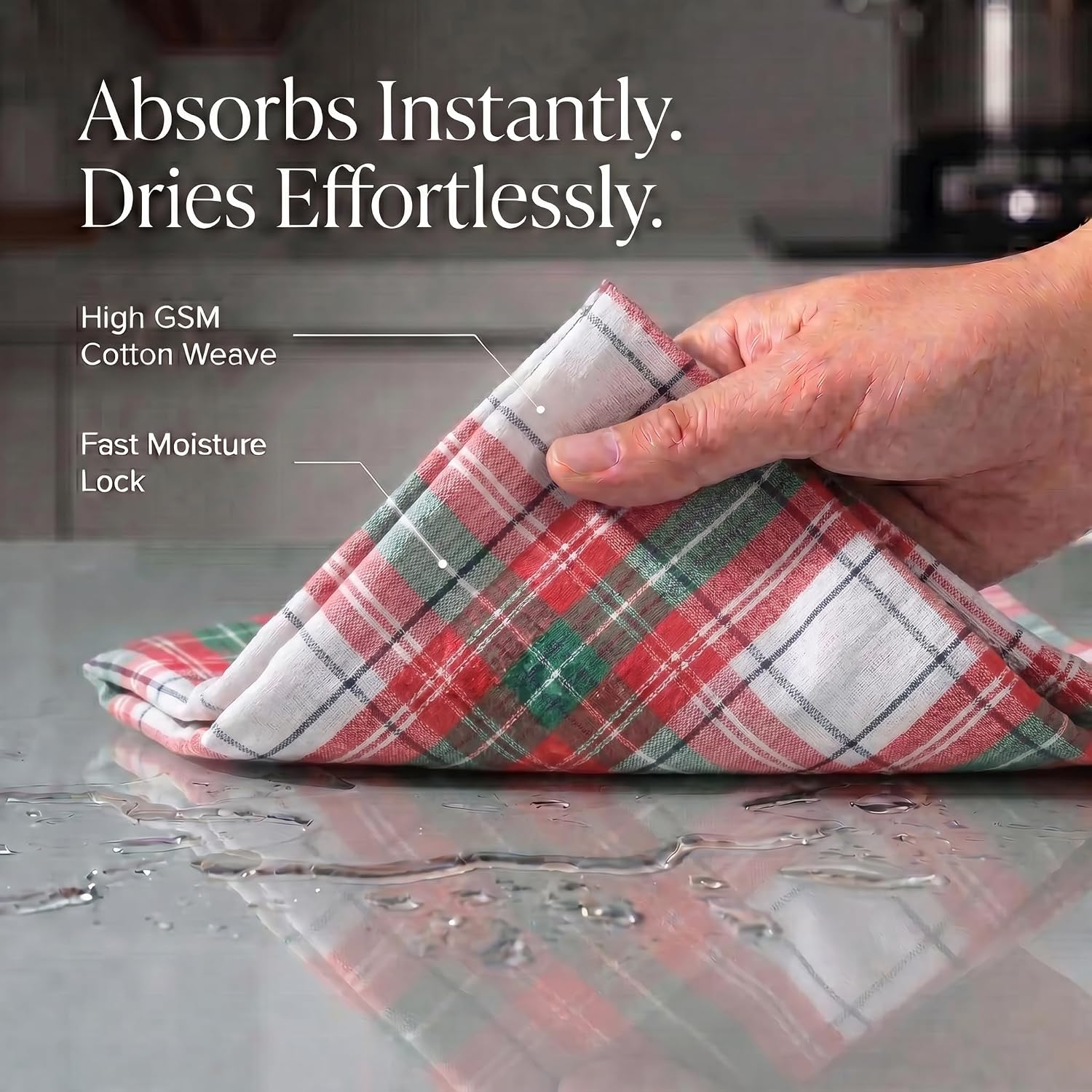 Urban Villa KitchenTowels Cotton DishTowels 20”x30”(Set of 6) Christ Check