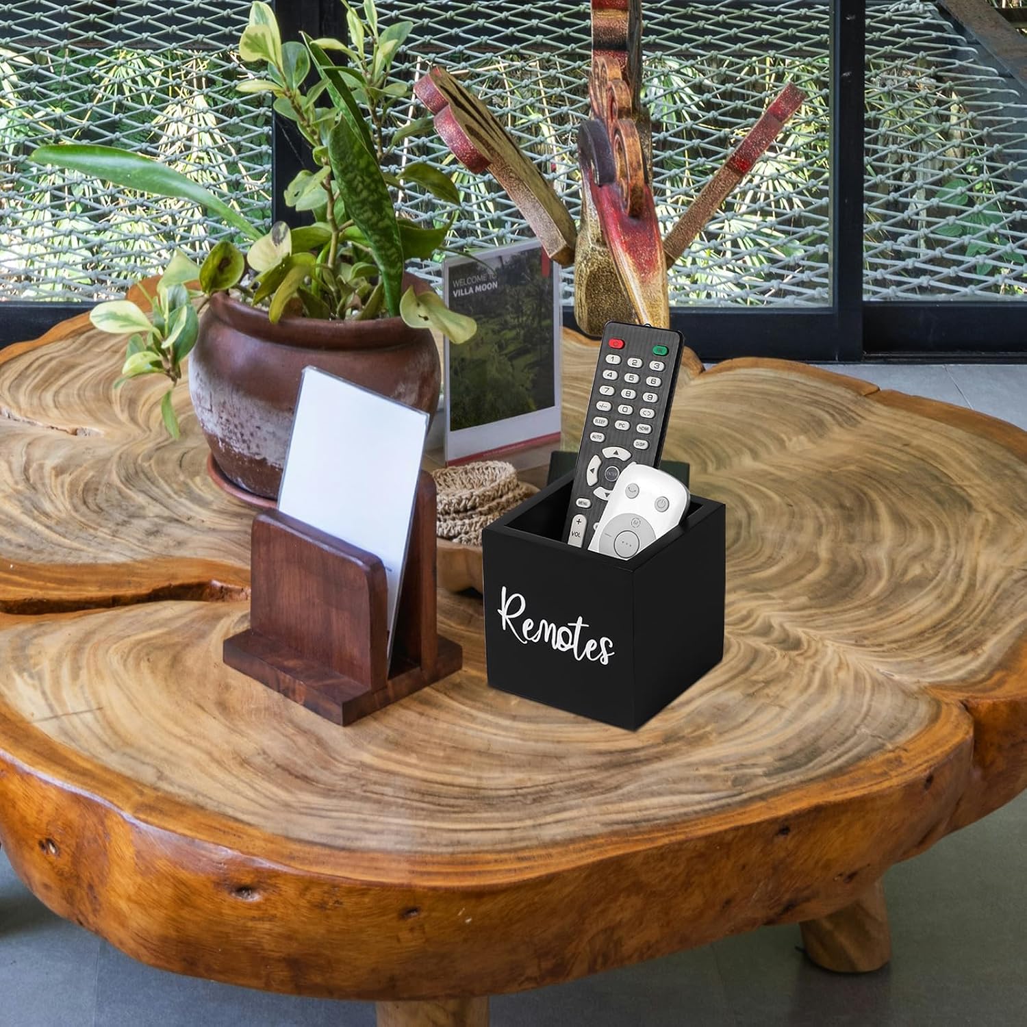 Wood Remote Control Holder / Black / S,for 2 or 3 Remote Controls