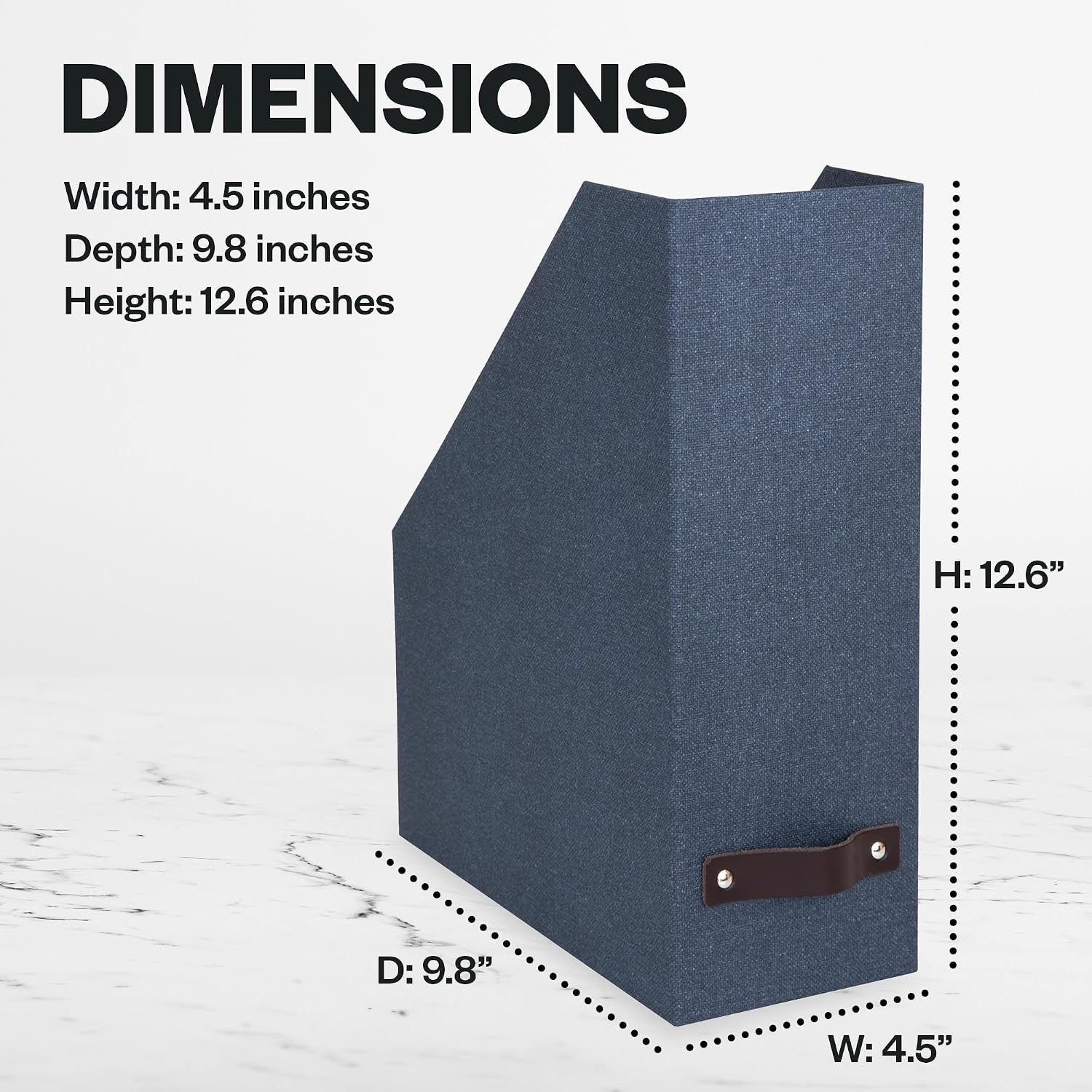 Bigso Box of Sweden Estelle Canvas Fiberboard Upright Magazine Holder and Organizer for Papers and Catalogs with