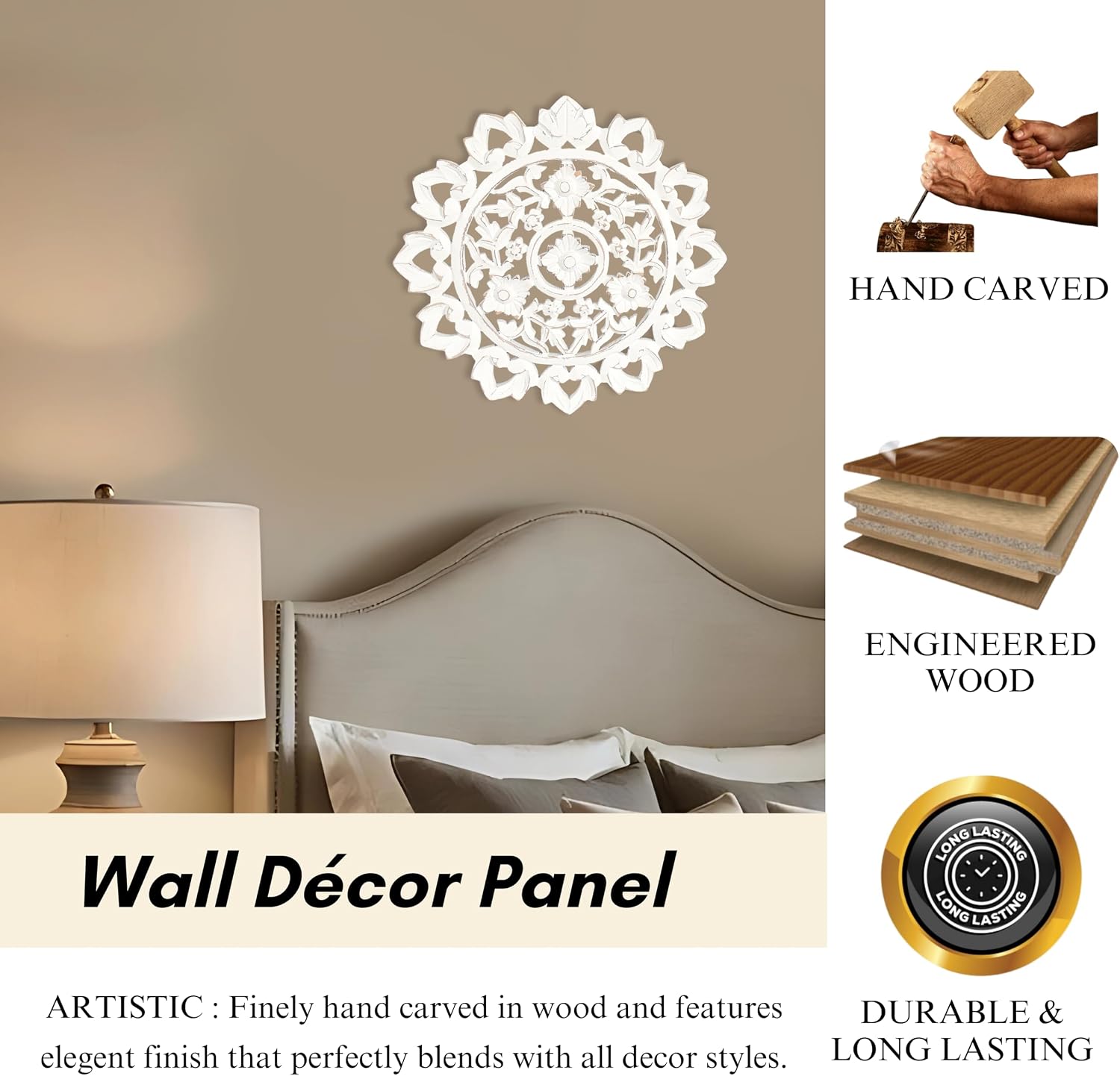 Reclaimed White Antique Wood Panel / Antique White / 12"L x 12"W / 12 x 12