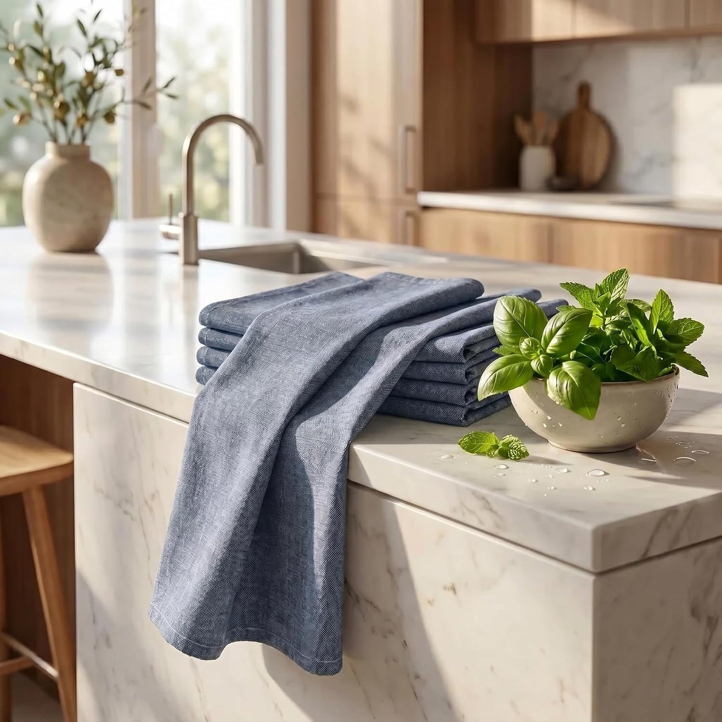 Urban Villa Kitchen Towels Premium Quality 100% Cotton Solid Kitchen Towels Set of 6 Ultra Soft Size 20X30 Inches