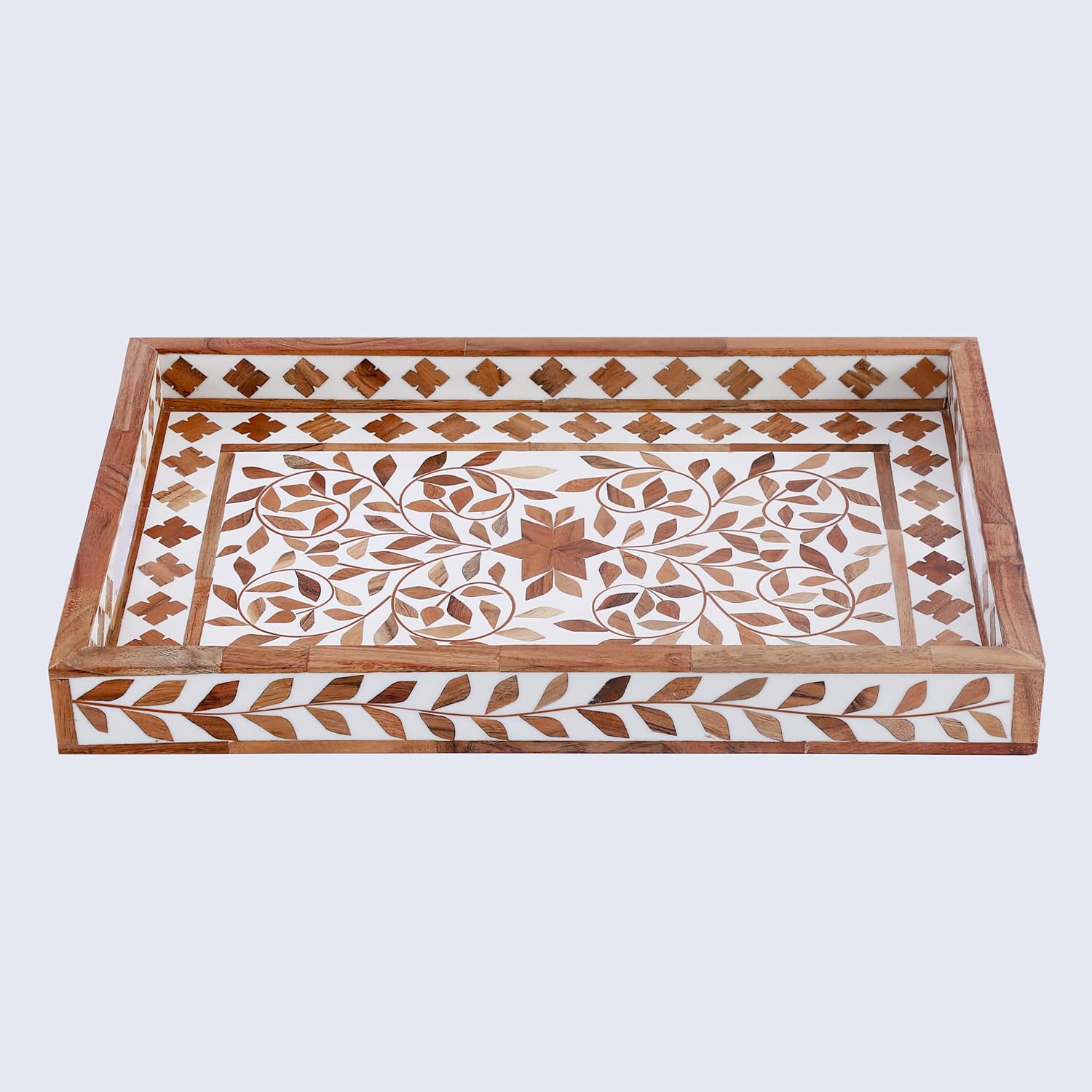 Wood & Resin Inlay Coffee Table Tray / 11 x 17 / Plato