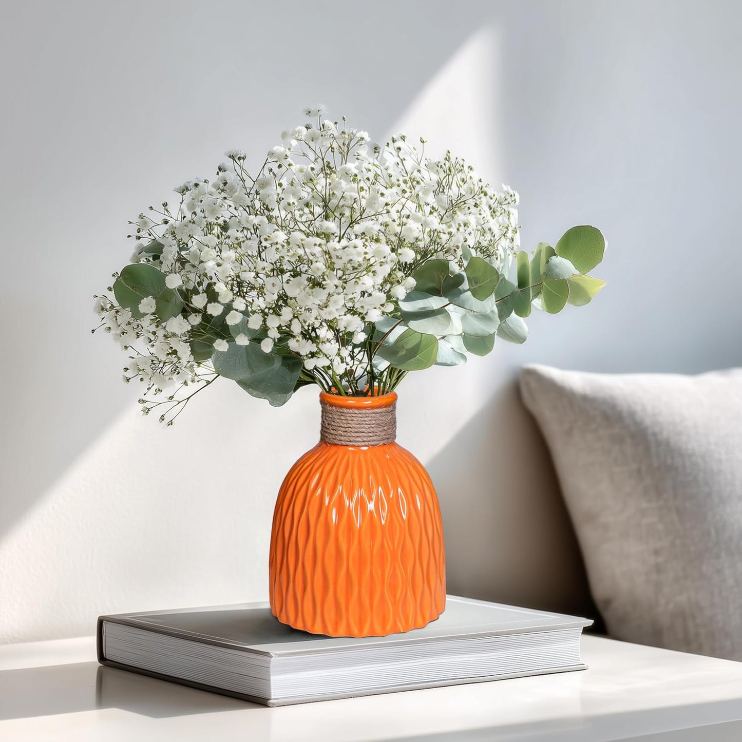 Ceramic Vase / Small Ceramic Flower Vase / Orange / 6 Inch