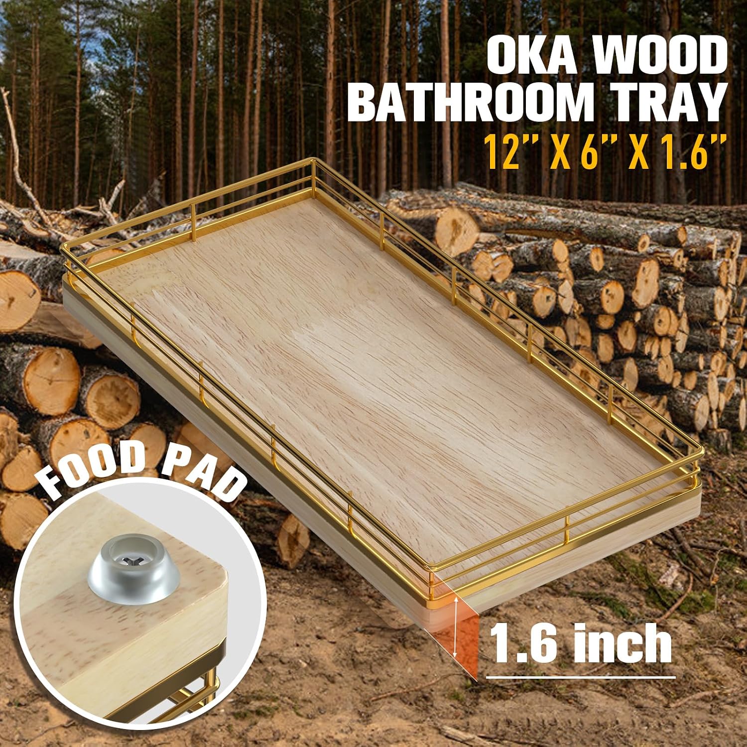 Oak Wood Toilet Tank Tray / 12 x 6 x 1.5 / Natural