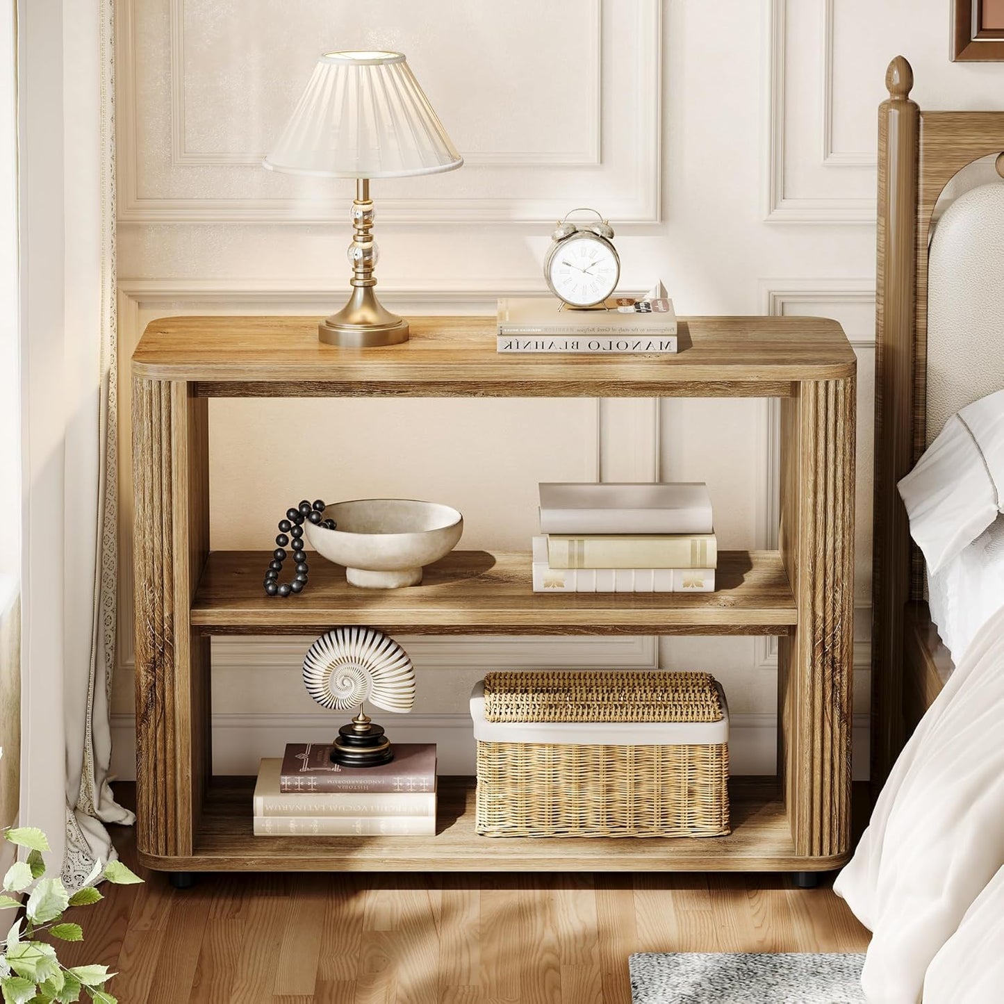 Storage Shelves / 3-Tier End Table / Natural