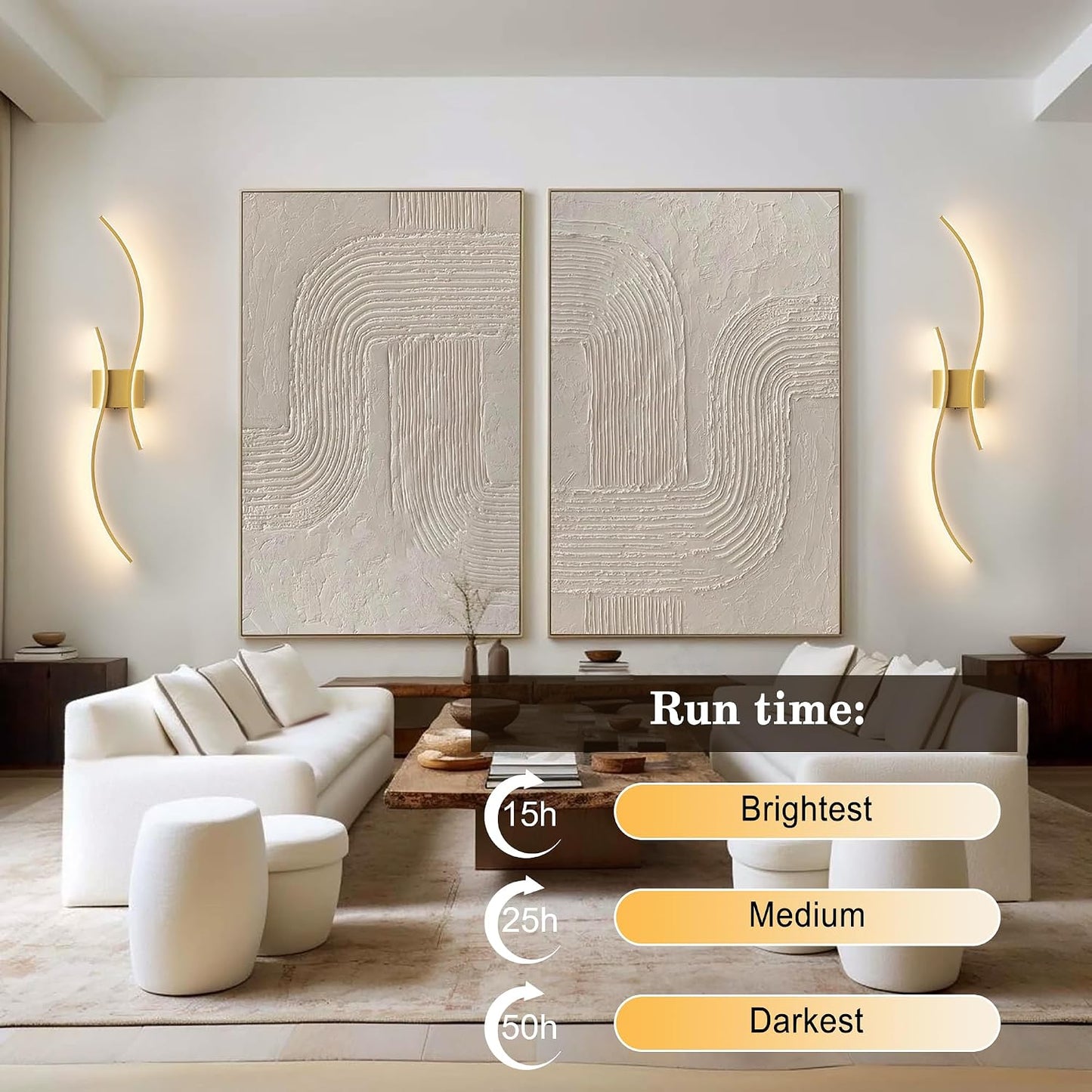 KARTOOSH Battery Operated Wall Sconce Set of Two with Remote Control | Wireless Wall Sconces with Stepless 3CCT &