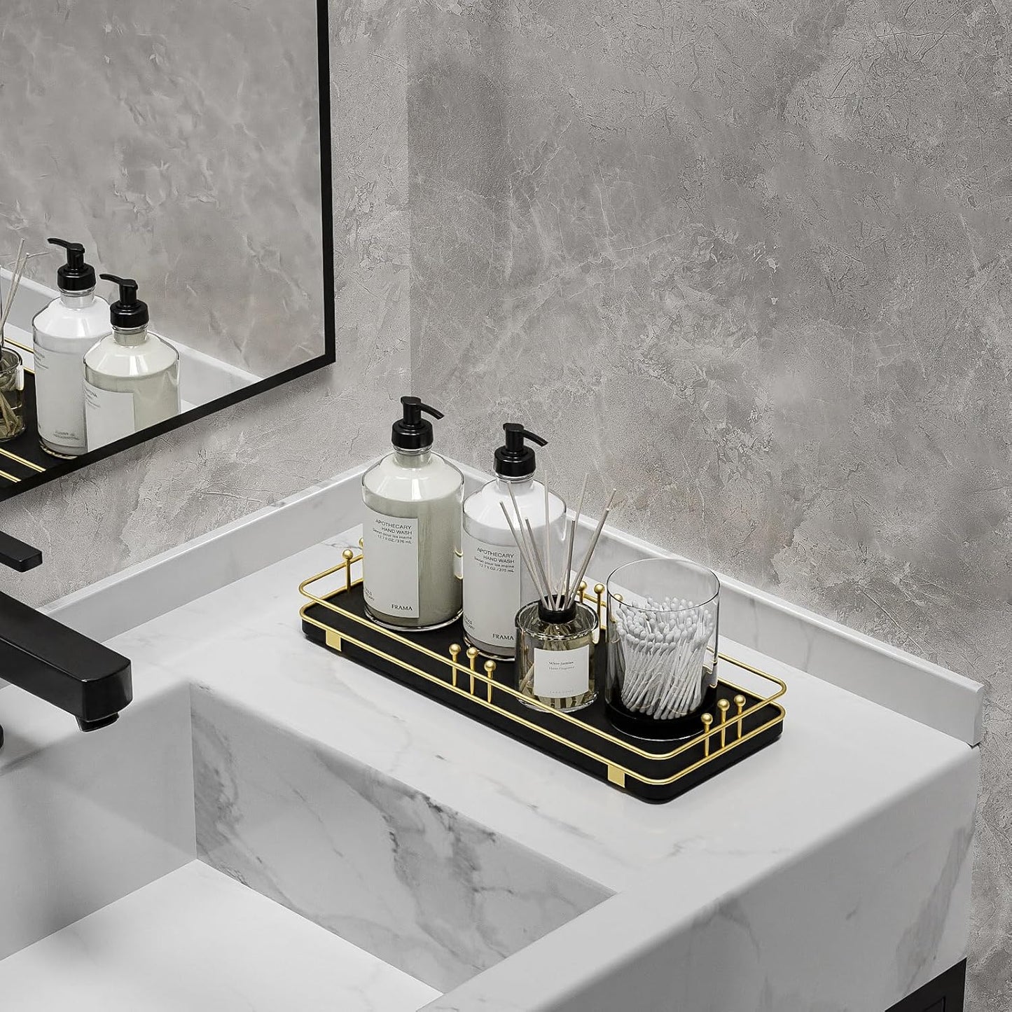 Kitchen Tray for Salt Spice / 11.3 x 4.4 x 1.6 / Black + Gold