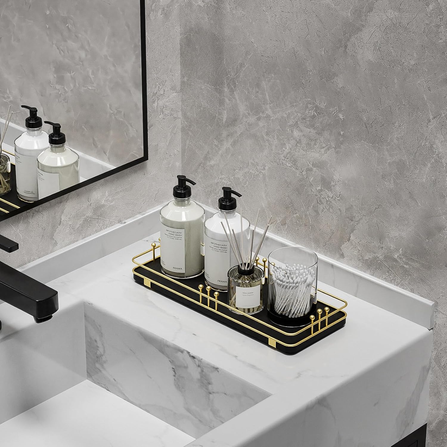Kitchen Tray for Salt Spice / 11.3 x 4.4 x 1.6 / Black + Gold