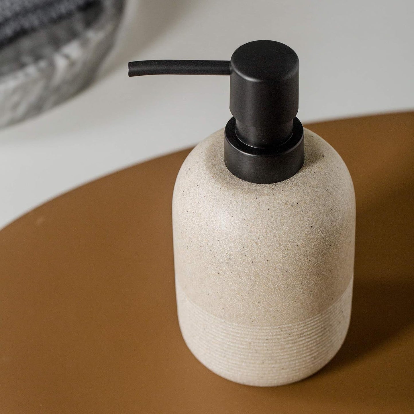 2pcs/Set Beige Hand Soap Dispenser Sets,Resin Liquid Soap Dispenser for Bathroom Countertop,Bathroom Lotion