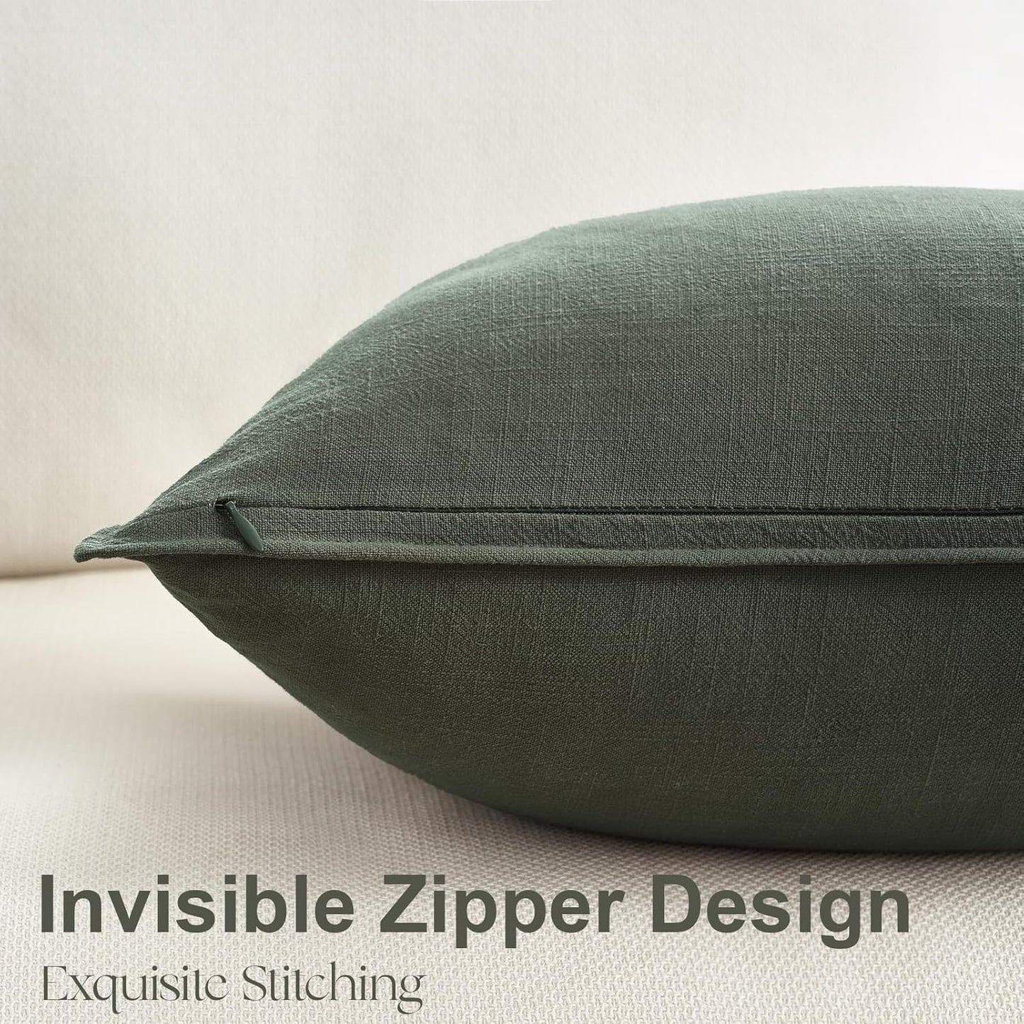 Linen Soild Decorative Throw Lumbar Pillow Covers Soft Accent / Gold Olive / 20 x 12 / Set of 4