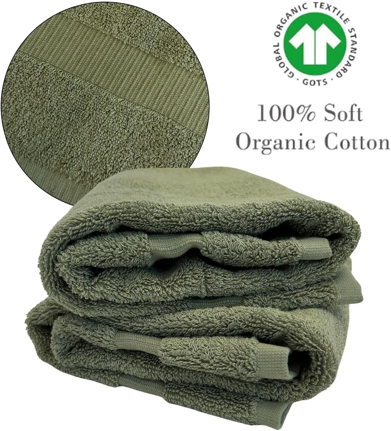 Sage with White Monogrammed Hand Towels for Bathroom - Set of 2 Letter P | Luxury Hotel Quality Initial Towels For