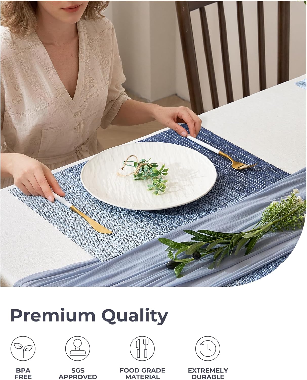 Gradient Blue Woven Placemats / D1- Gradient Blue / Set of 8