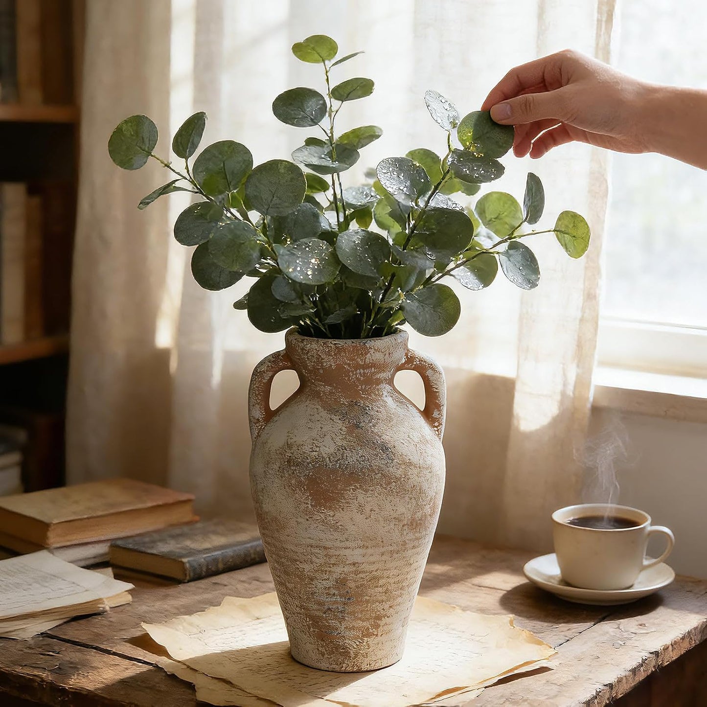 Ceramic Flower Vase / 11"h-terracotta / 11 Inch