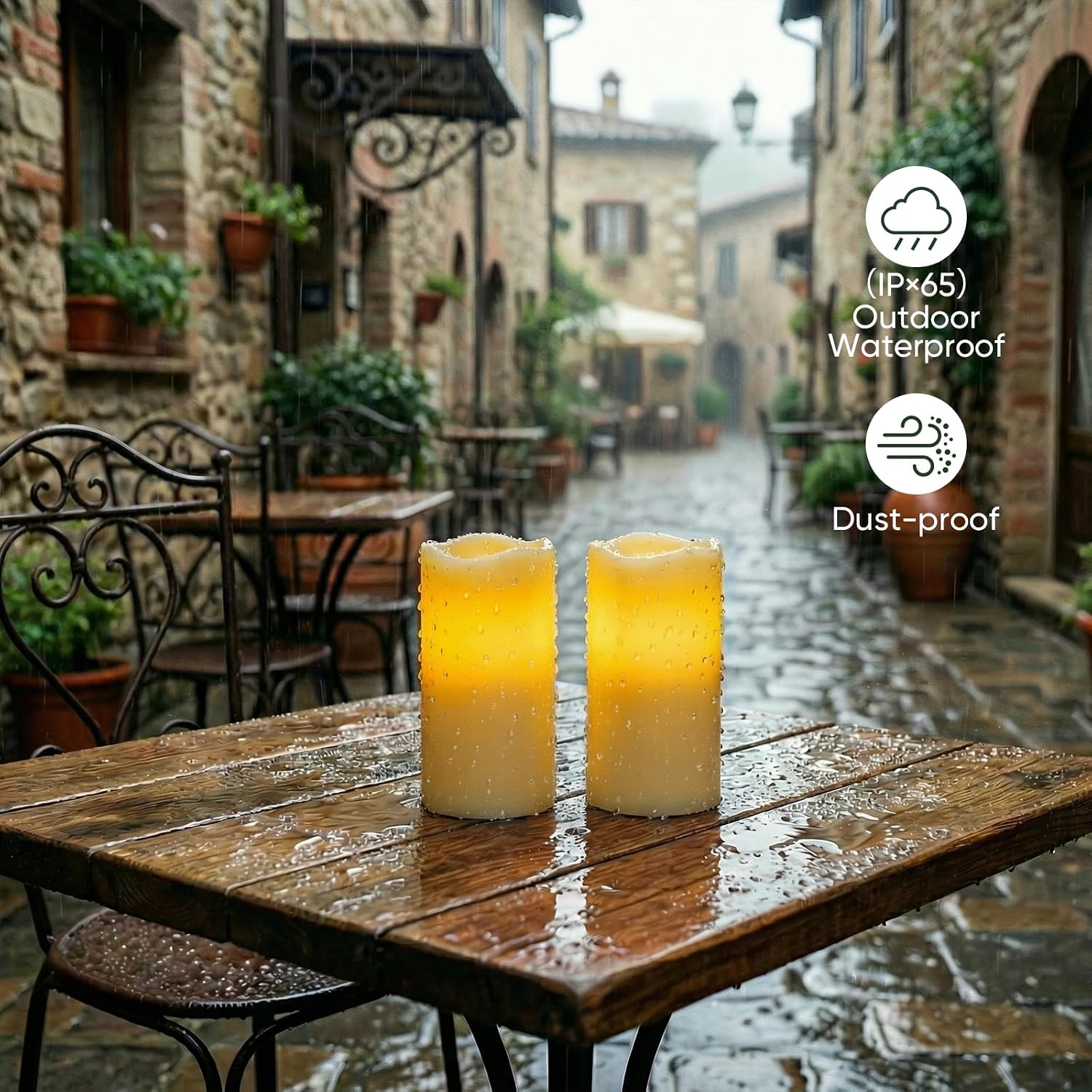 Amagic 3" x 6" Outdoor Waterproof Flameless Candles, Battery Operated Candles with Remote and Timer, Flickering