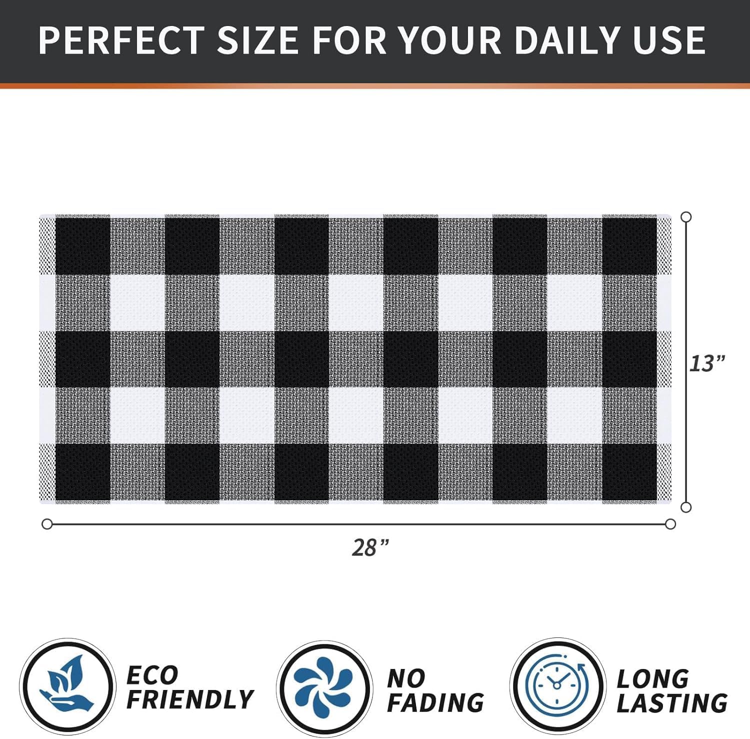 Homaxy Cotton Plaid 12 Pack Kitchen Towels, 13" x 28", White & Black | Waffle Weave, Plaid, Super Soft and Absorbent