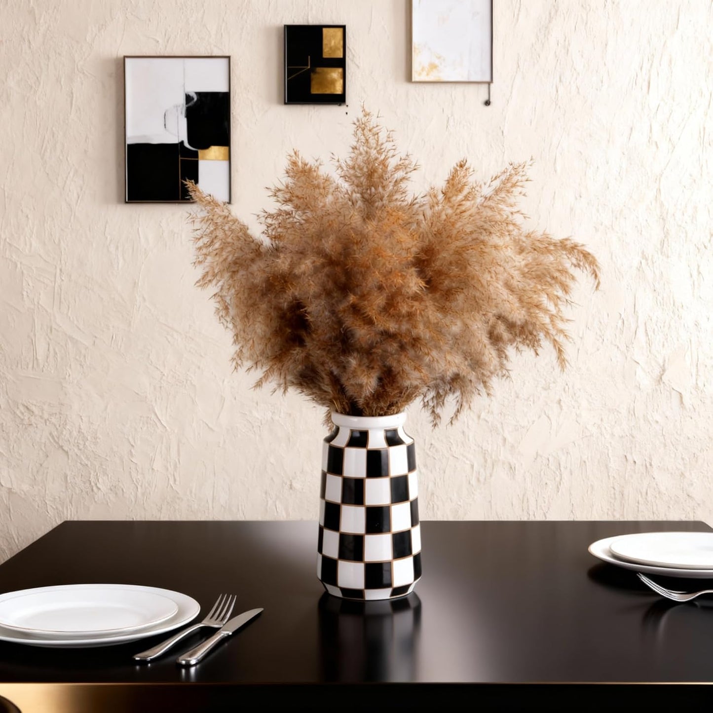 White Ceramic Vase / Black