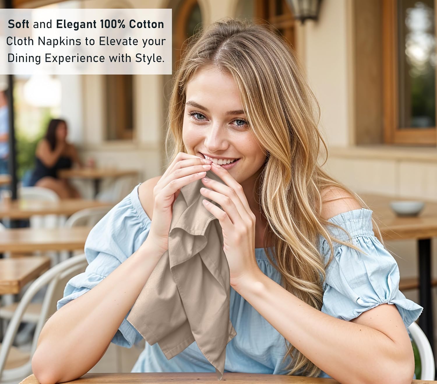 Ruvanti Cloth Napkins Set of 12, 100% Cotton 18”x18” - Light Taupe | Washable, Soft, Durable & Absorbent Everyday