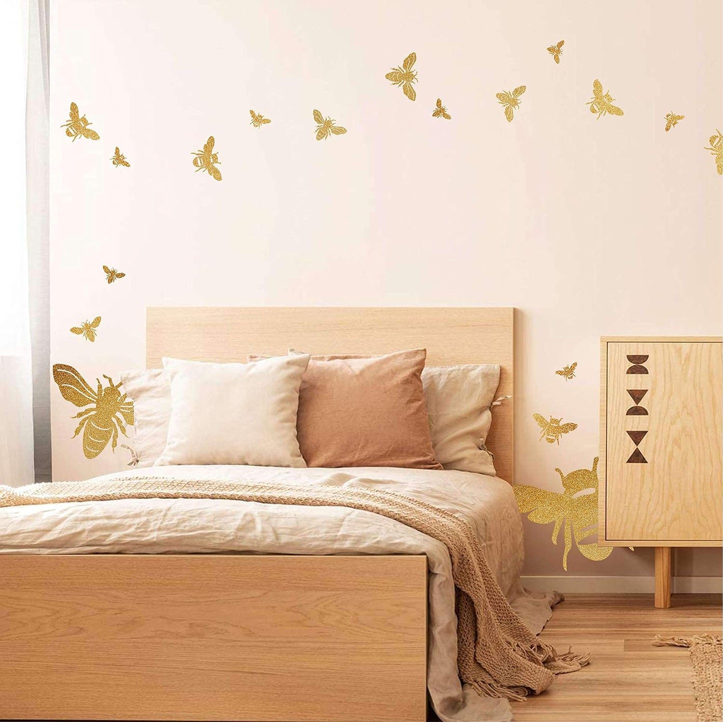 Bee Wall Decals Honey Bees Wall Decor Bee Stickers Honey Bees Decals Honeycomb Walls Decal / Gold