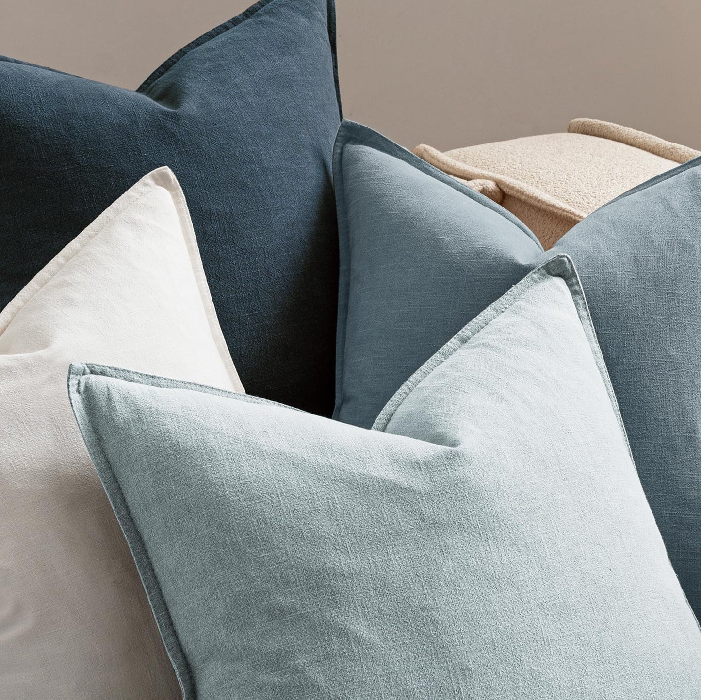 Pillow Covers Decorative Natural Solid Throw Pillow Covers Soft Accent / 18 x 18 / Blue / Set of 4