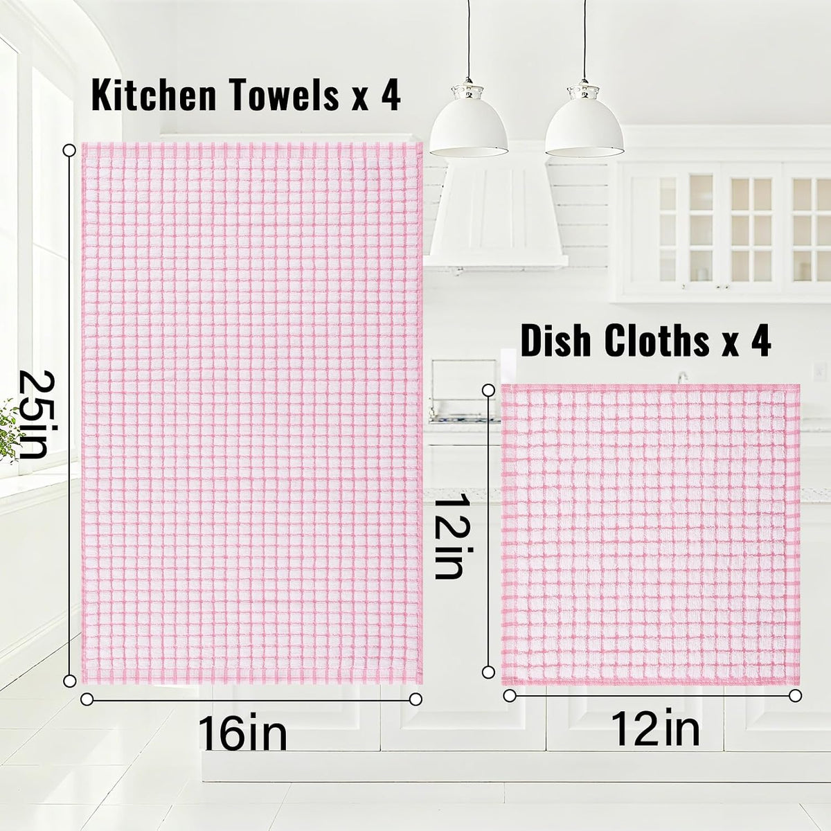 Homaxy Kitchen Towels and Dishcloths Set, Set of 16, Blue/Pink/Red/Brown | Cotton Terry Kitchen Dish Towels, Super Soft