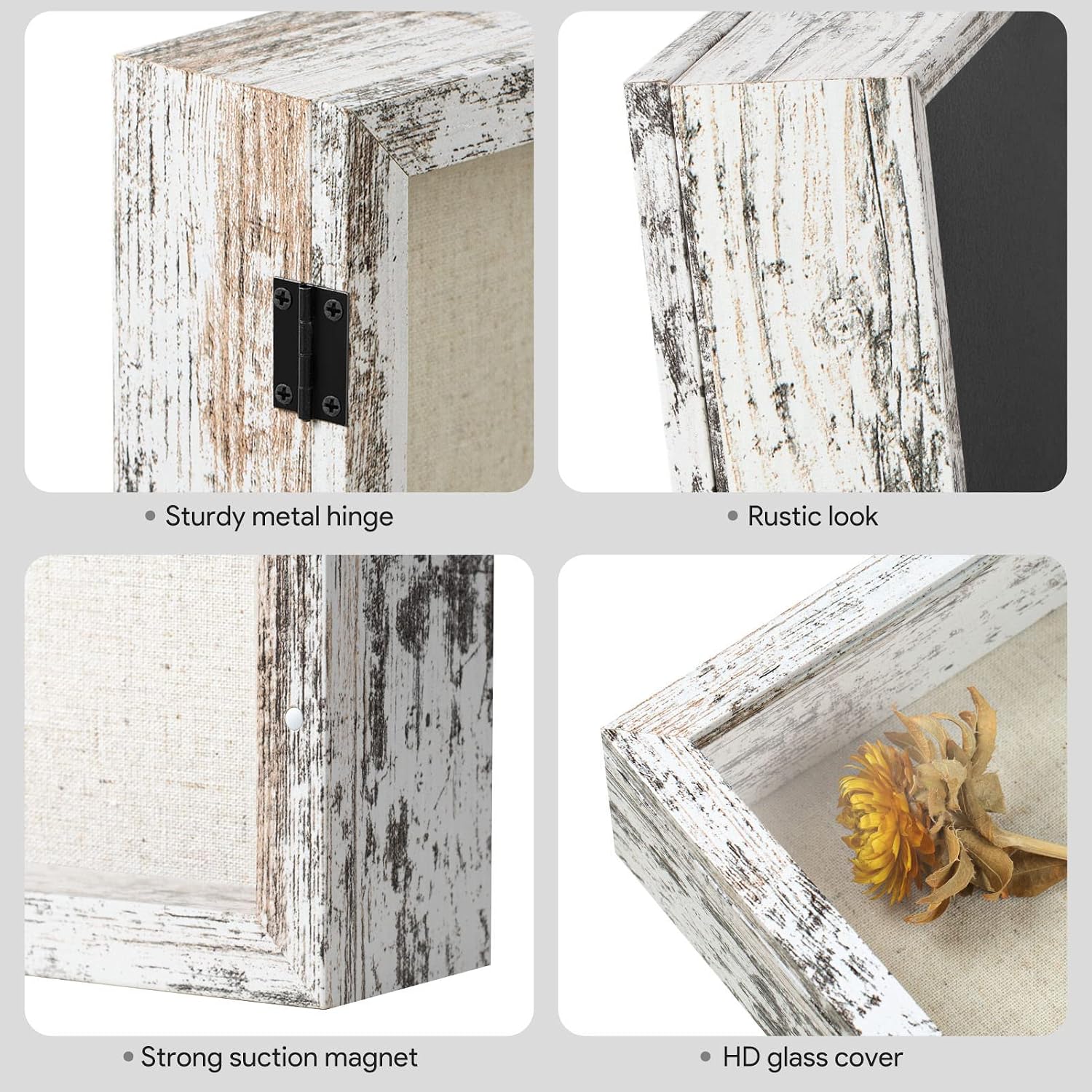 2 Packs 11x14 Shadow Box Frame with Linen Back - Sturdy Rustic Memory Display Case of Flower, Pictures, Medals and