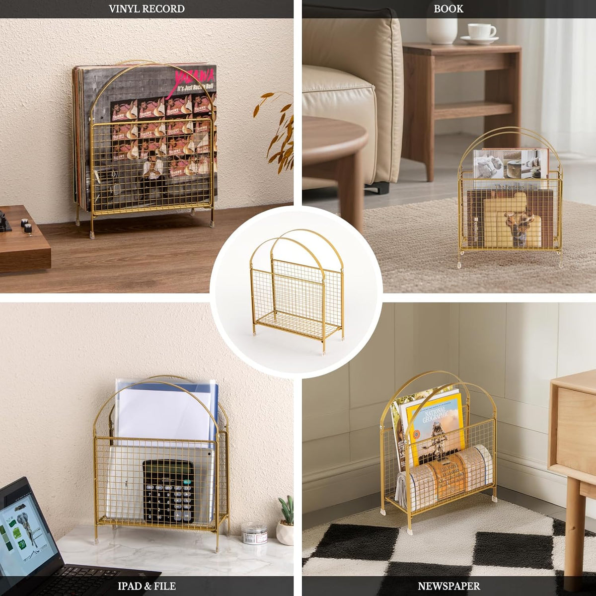 Freestanding Magazine Holder, Metal Magazine Rack Floor Stand | Modern Touch Handbag Design, for Magazine, Newspaper