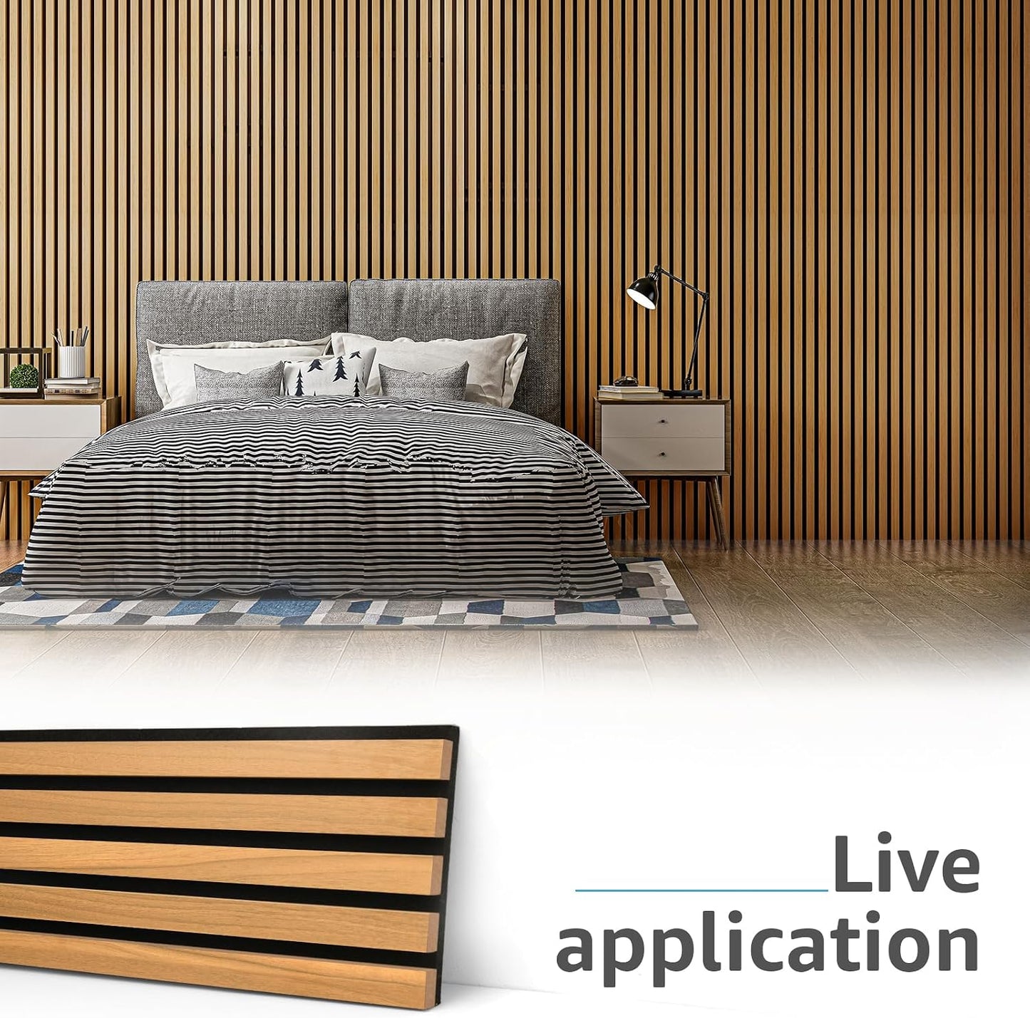 Art3d 4-Pack Acoustic Wood Slat Wall Panels for Interior Decor, 3D Fluted Sound Absorbing Wood Paneling for Accent Wall