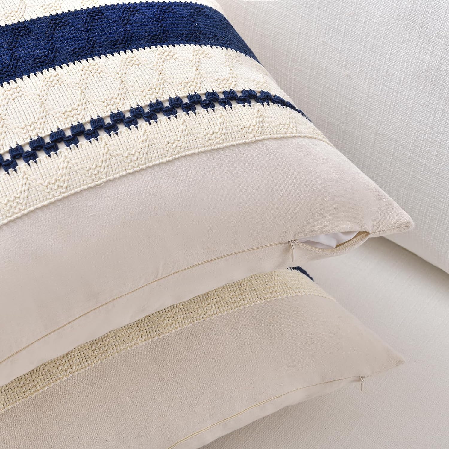 Decorative Throw Pillow Covers / 18 x 18 / Navy Blue / Set of 2