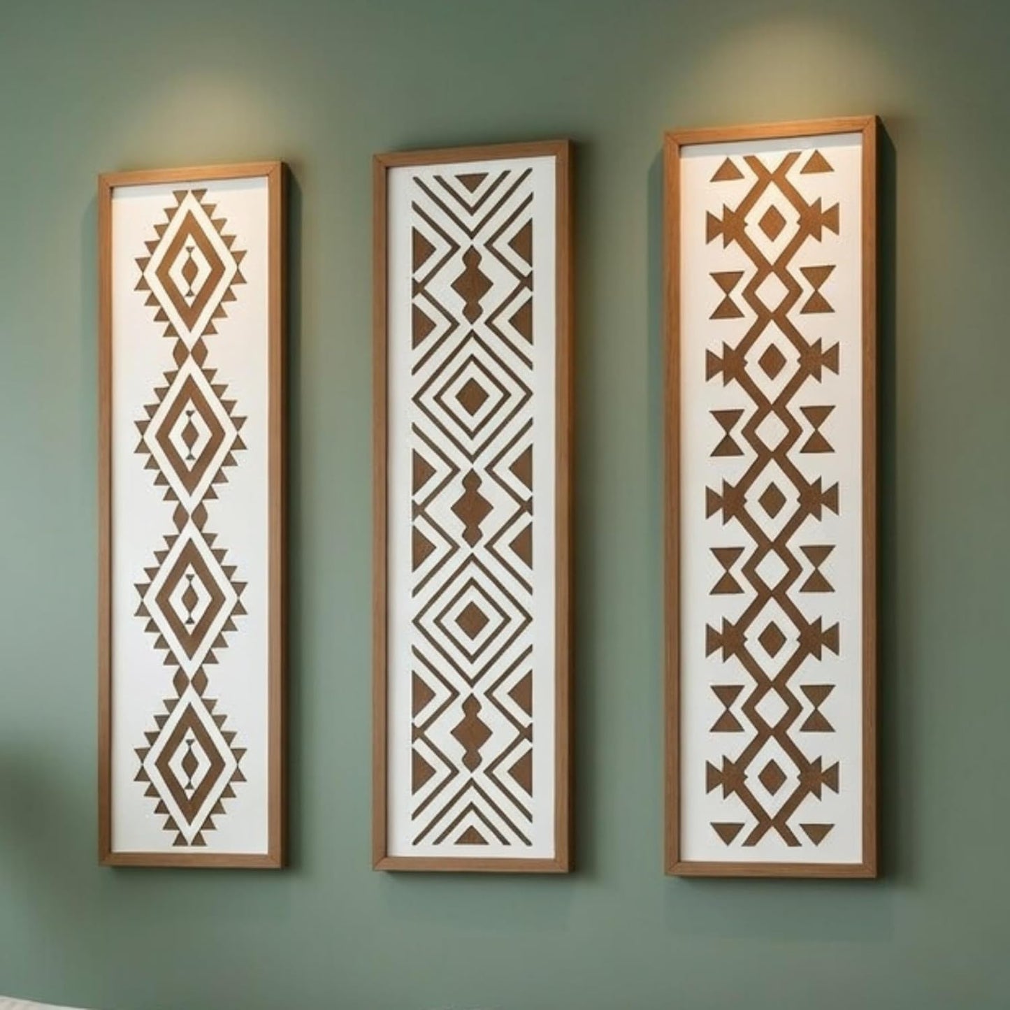 Minimalist Aztec Wood Wall Decor Geometric Scandinavian Boho Hanging Panels / Set of 3
