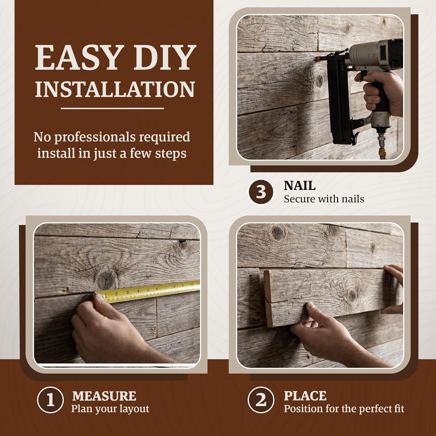 Easy Nail-Up Shiplap Panels for Rustic Wood Wall Paneling Weathered / Natural