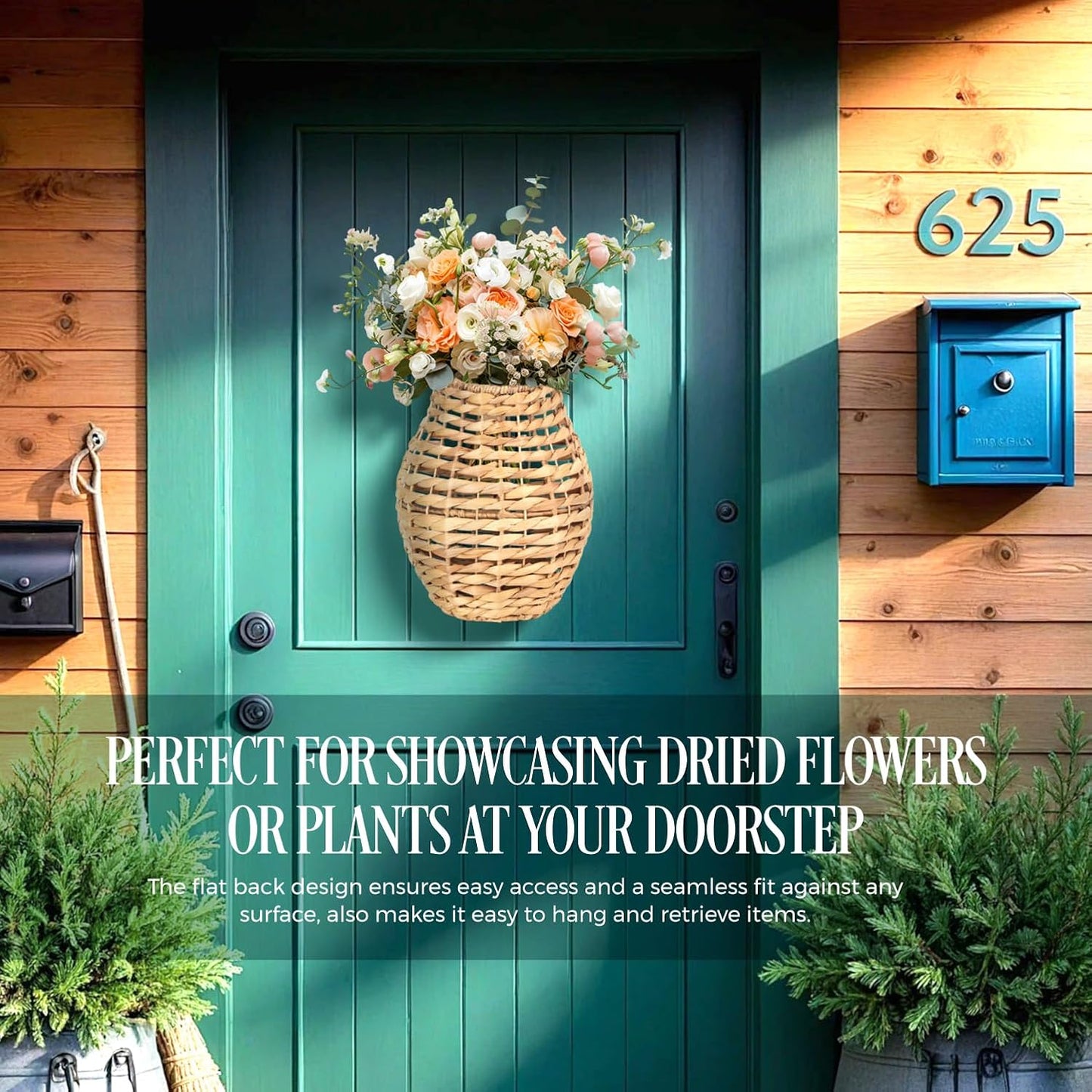 Handwoven Wall Hanging Water Hyacinth Basket for Front Door Flowers & Home Decor / Model 1 / Natural