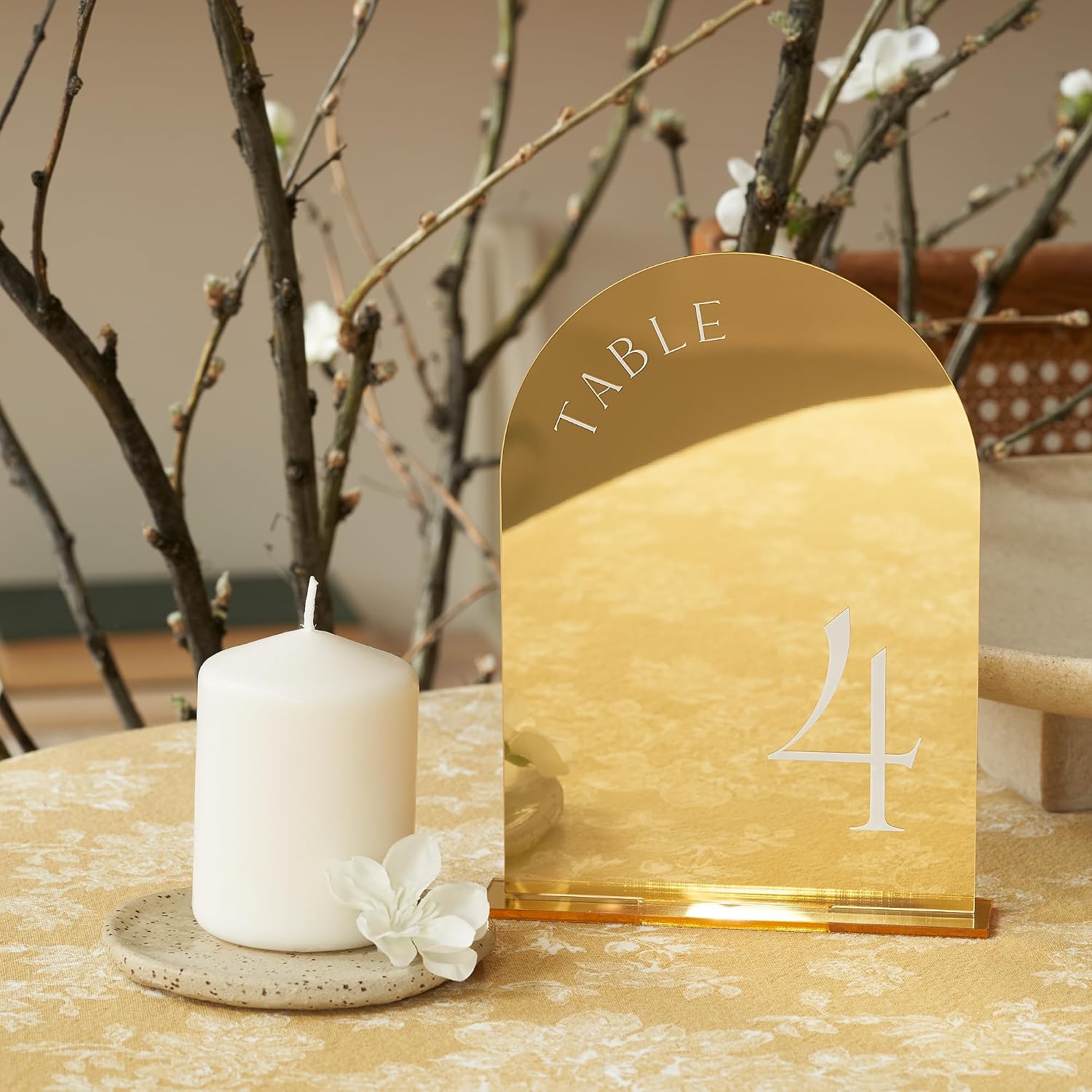 Beautiful Gold Wedding Table Numbers with Stands - Acrylic Signs 1-15 | Elegant Double Sided 5x7 Inch Signs - The