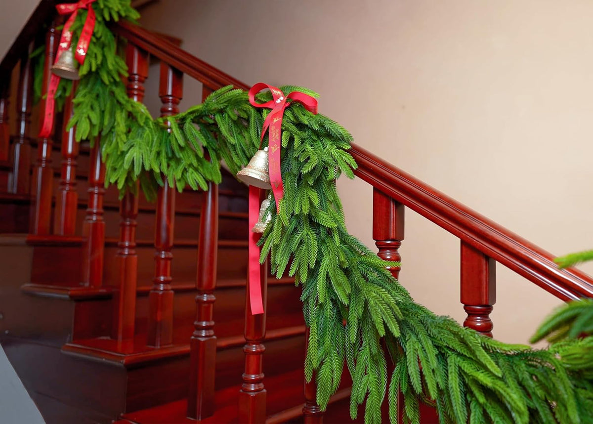 15FTx1 Extra Full Christmas Garland Real Touch Norfolk Pine Garland Christmas Decorations Realistic Greenery Garlands