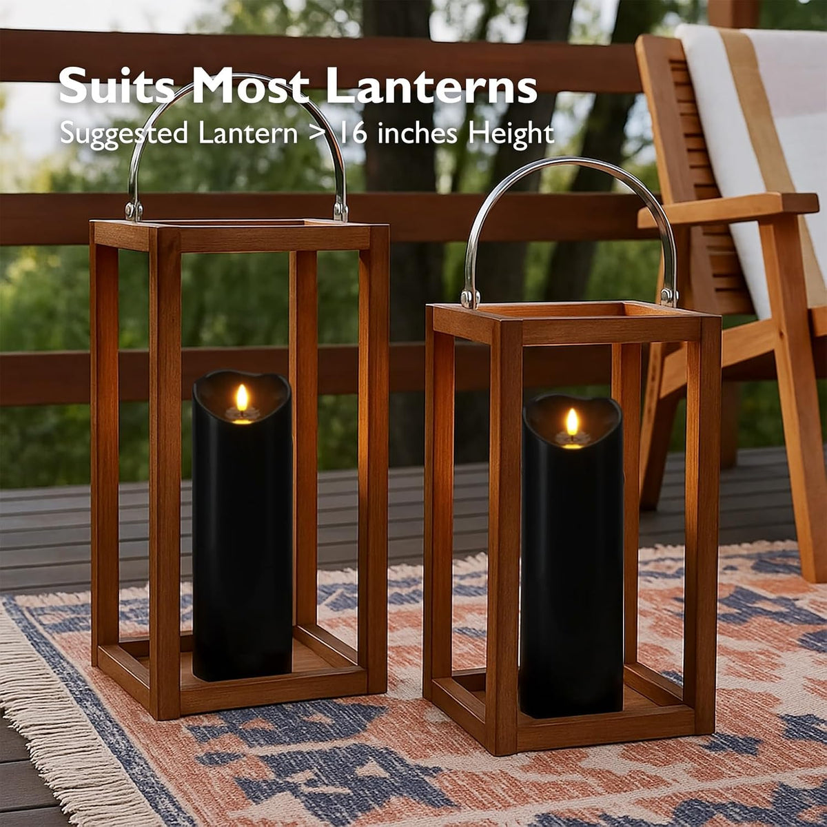 Homemory 4"x12" Black Flameless Candles, Halloween Candles, Outdoor Waterproof Flameless Candles with Remote and