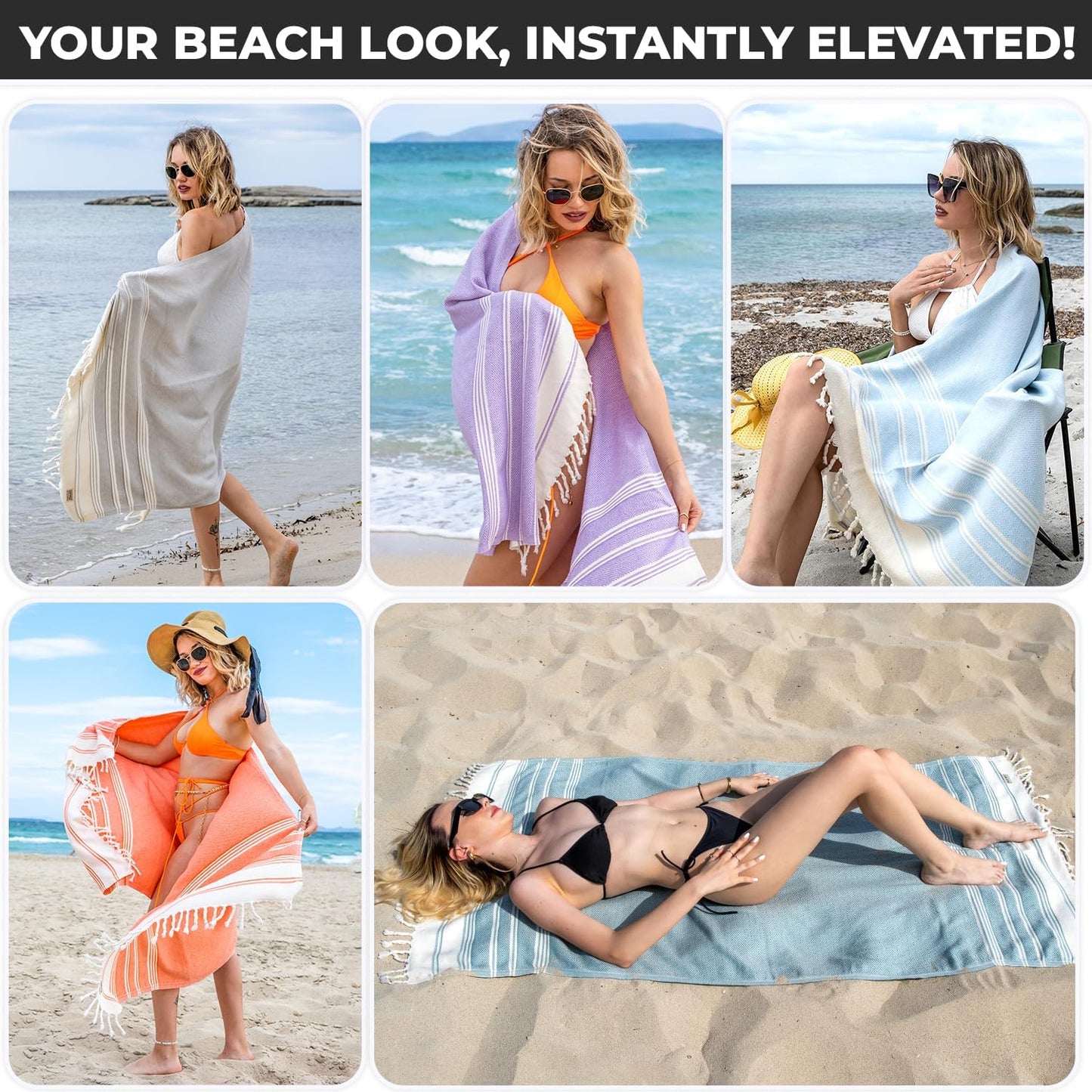 DEMMEX Organic Diamond Turkish Bath & Beach Towel | 100% Oeko-TEX Certified Turkish Cotton, Ultra-Soft, Quick-Dry