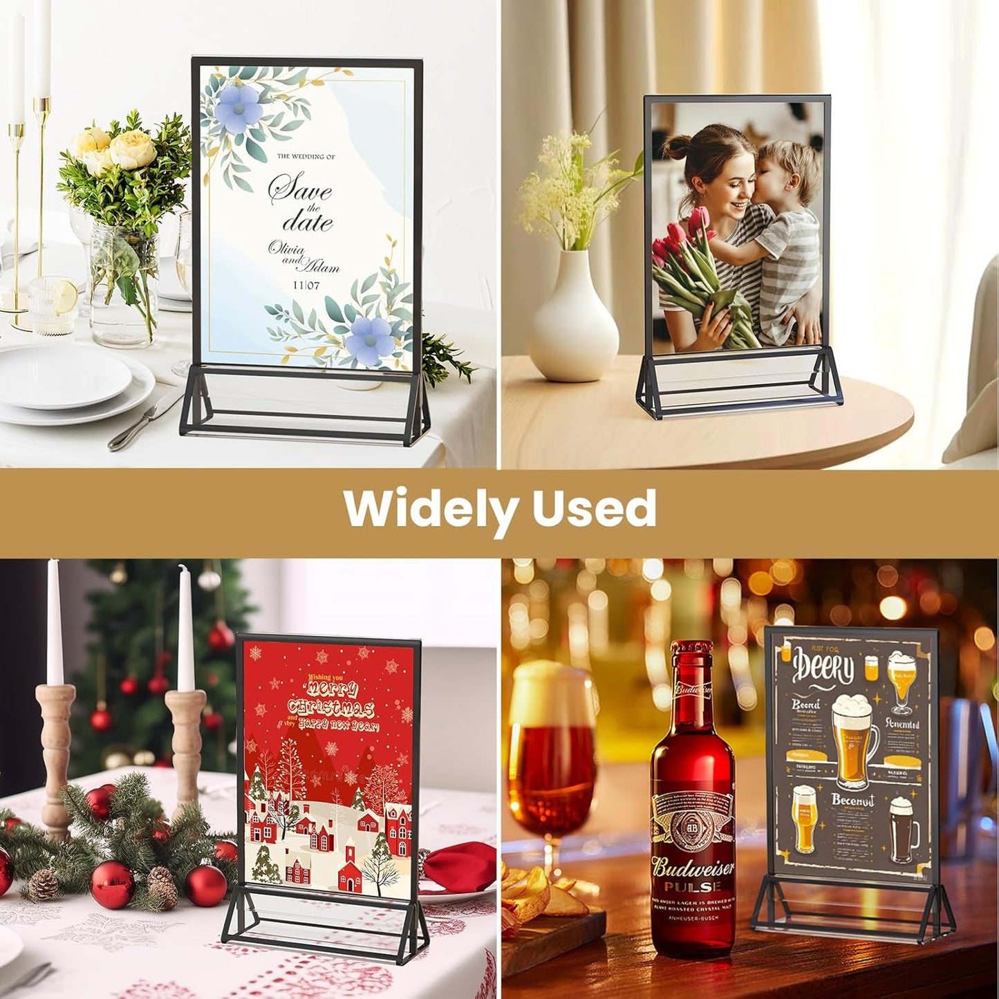 Acrylic Sign Holder Picture Frame Double-Sided Acrylic Frames / 5 x 7 / Black / Set of 6