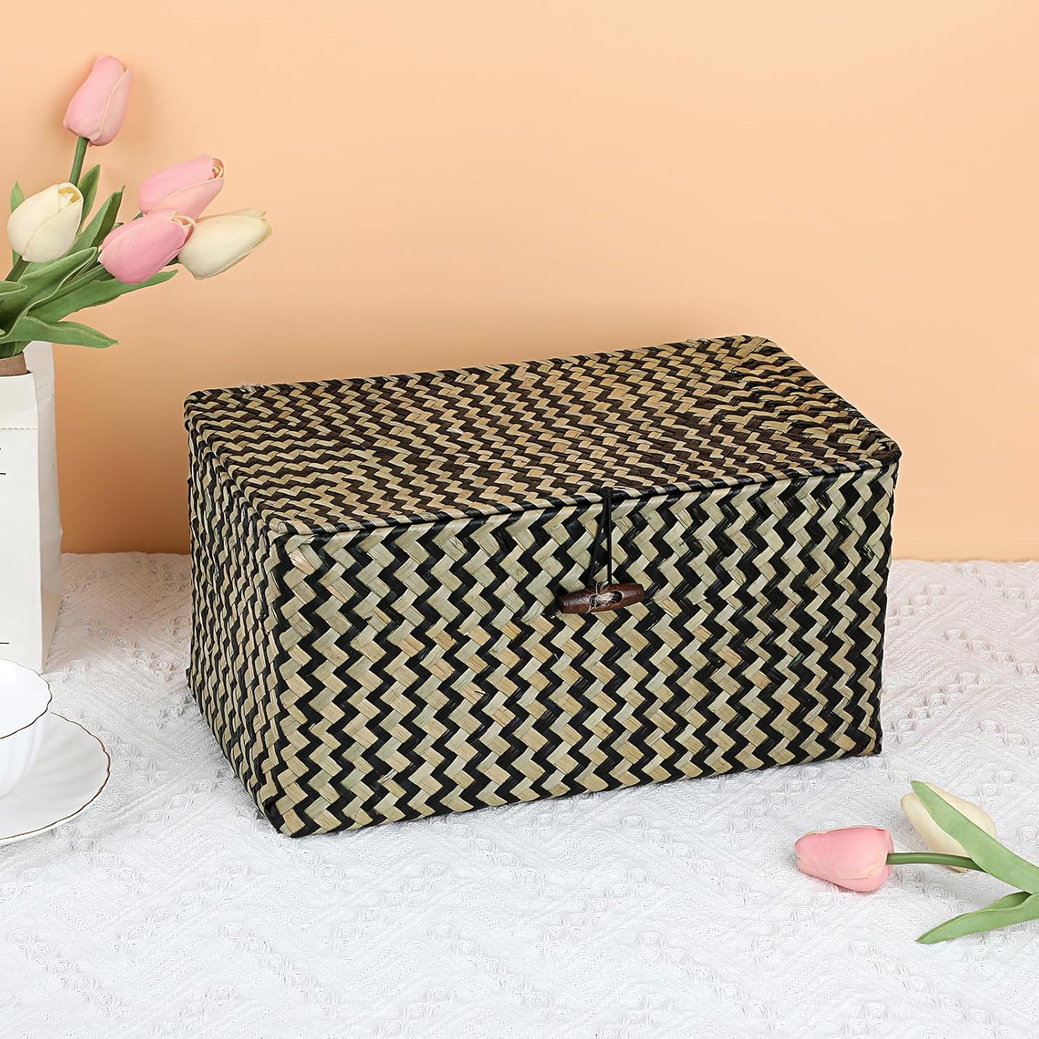 Wicker Shelf Baskets / Medium / Black