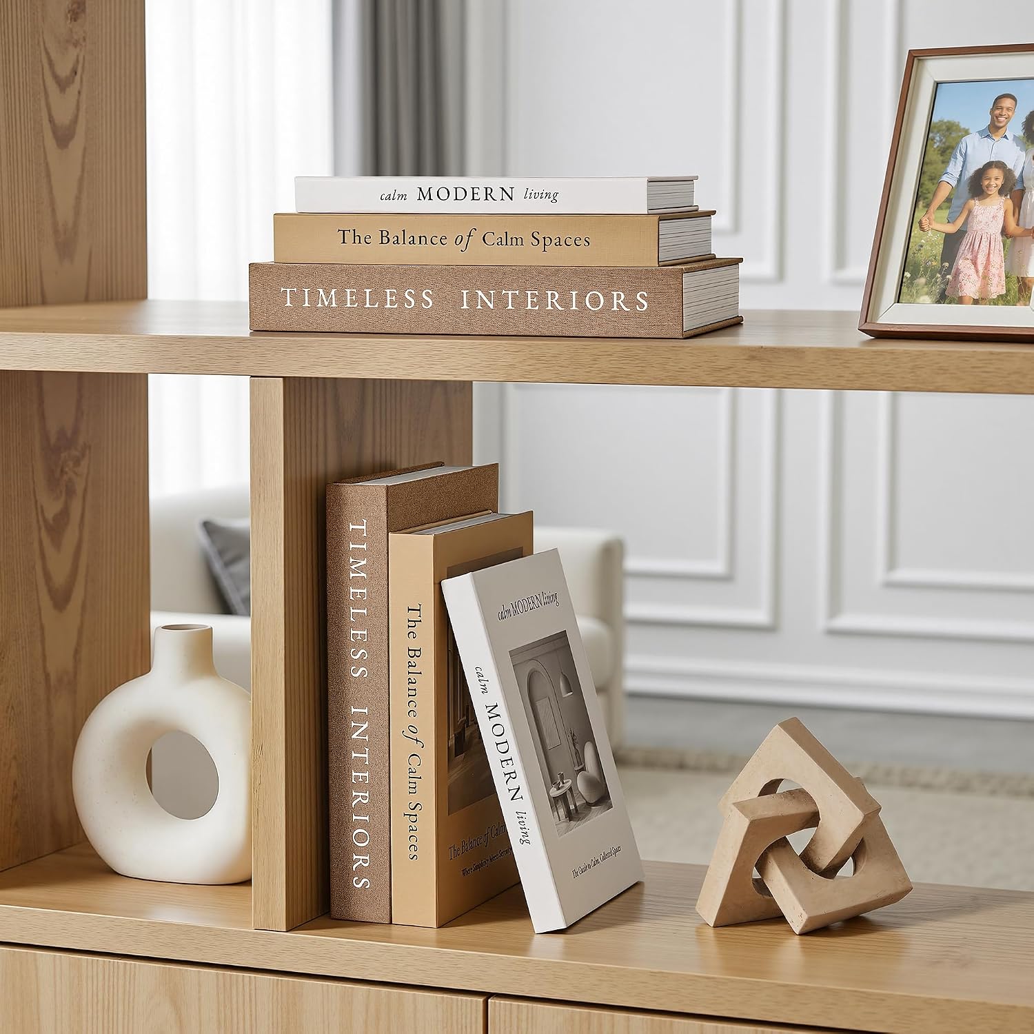 Decorative Books / Stackable Fake Books / Oatmeal-beige-apricot / Set of 3