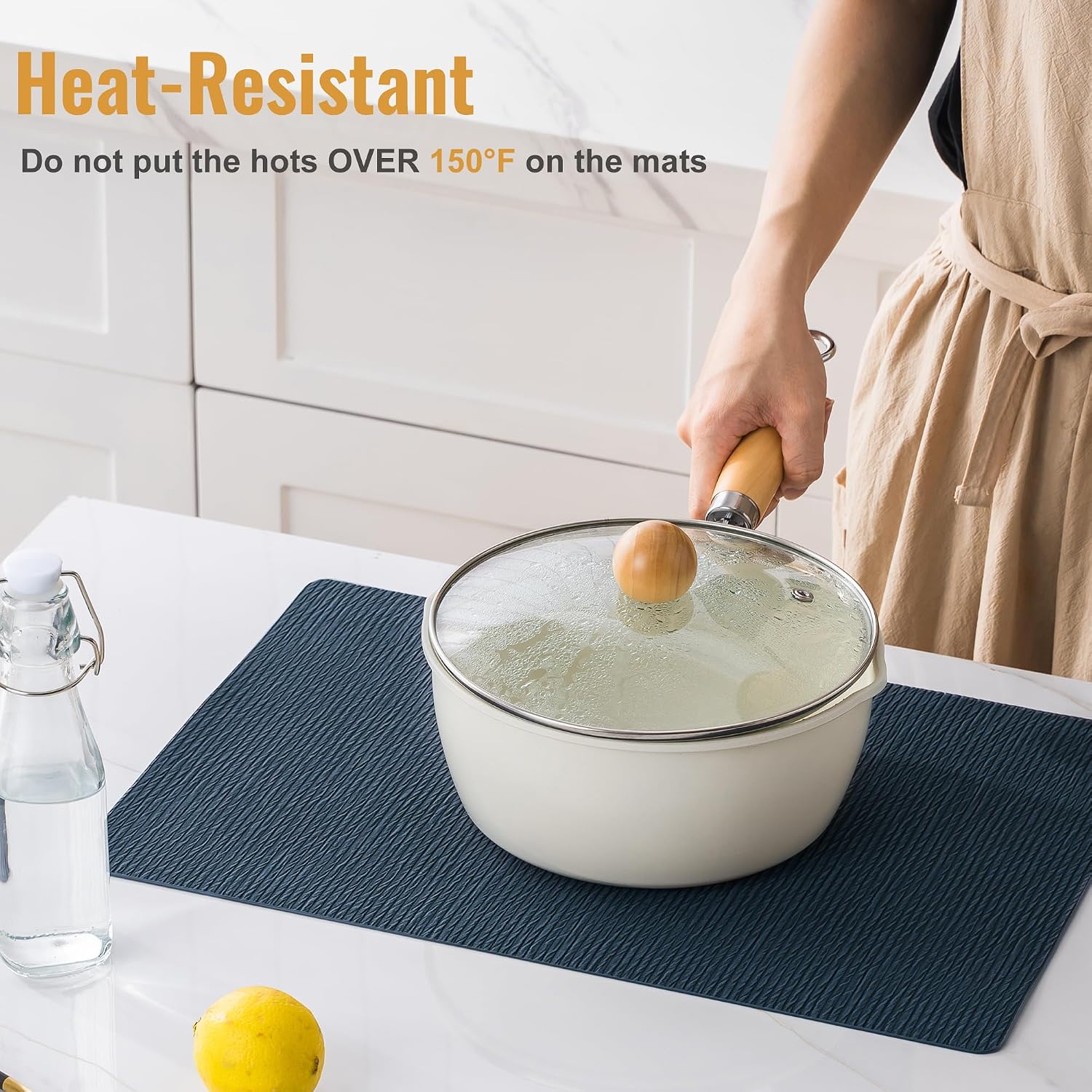 Jovono Faux Leather Placemats Set of 8, Waterproof Washable Table Mats, Easy-Clean Heat Resistant Kitchen Vinyl Place
